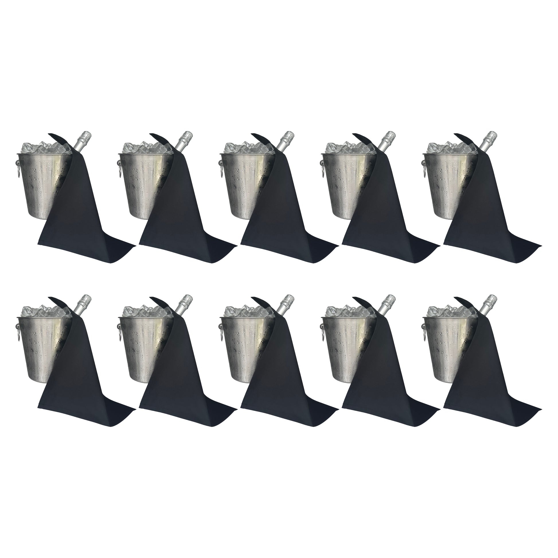 Catering BottleCloth · Black Polycotton, 42 cm, Corner Hole, Stitched Circle
