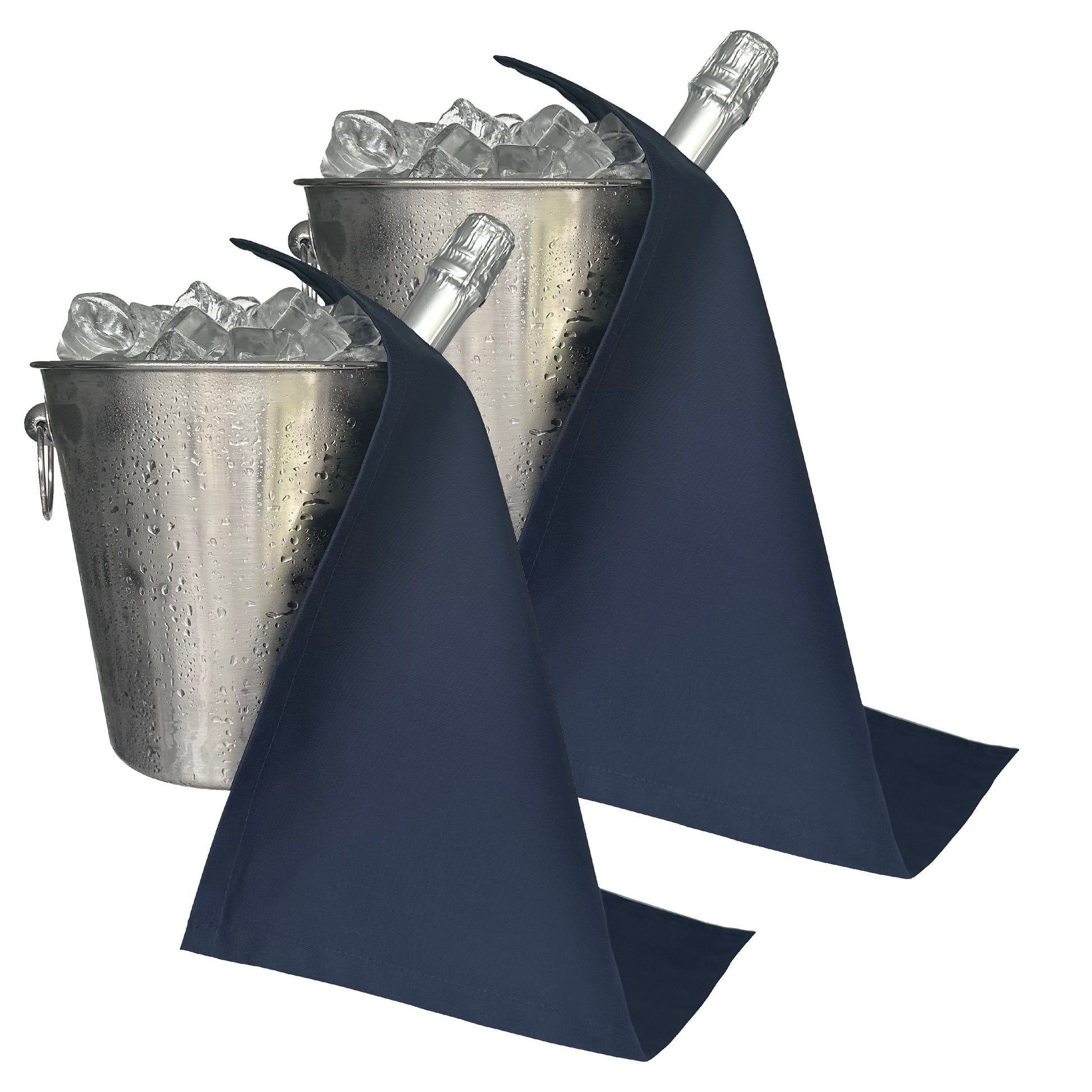 Catering BottleCloth · Navy Polycotton, 42 cm, Corner Hole, Stitched Circle