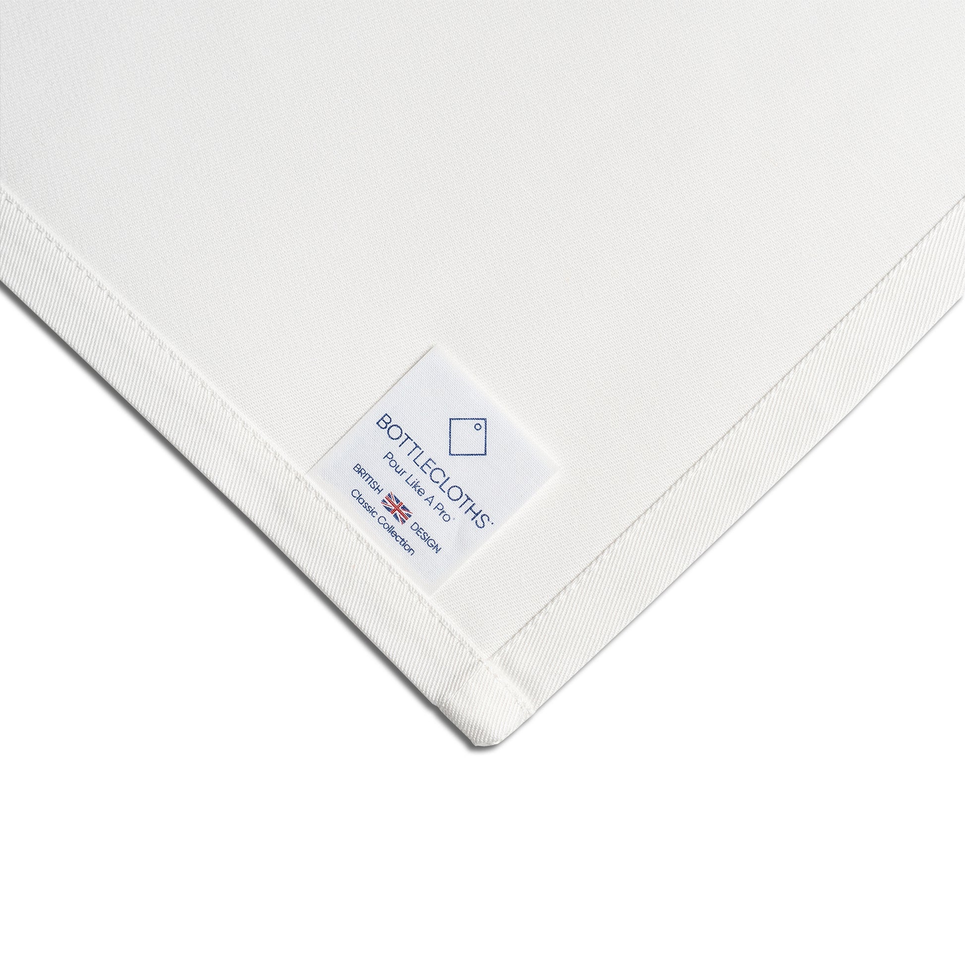 Classic BottleCloth · White with Gold Metal Ring, Cotton, 42 cm, Corner Hole