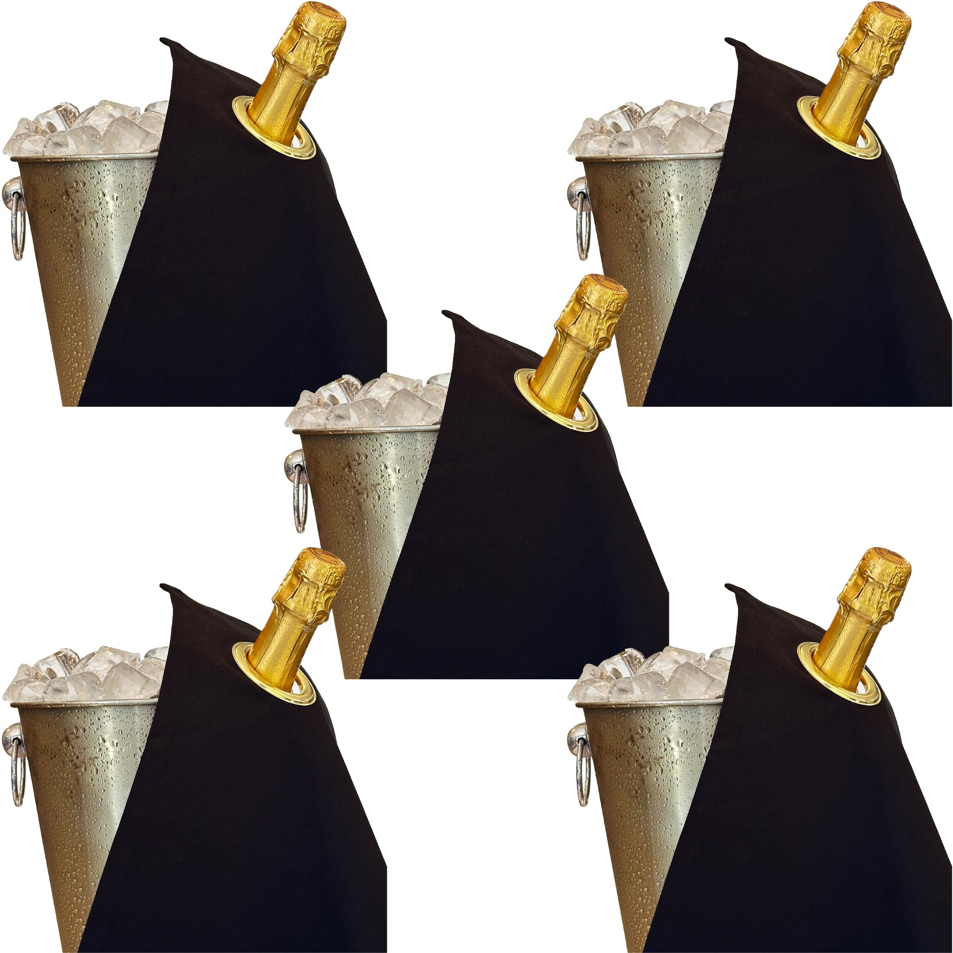 Klasické bottlecloths · Černá se zlatým kovovým prstenem, bavlna, 42 cm, rohová díra · balení 5