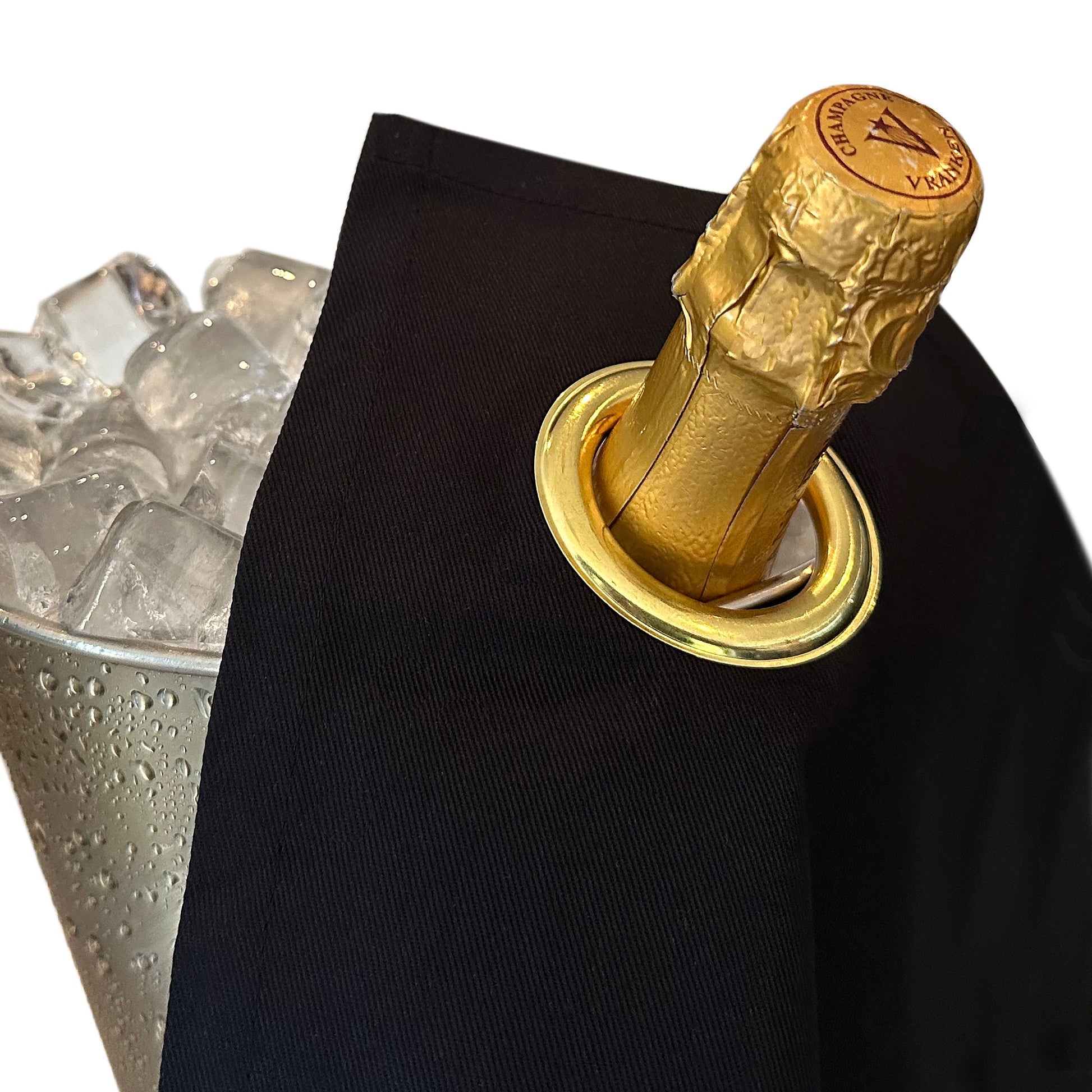 Classic BottleCloth · Black with Gold Metal Ring, Cotton, 42 cm, Corner Hole