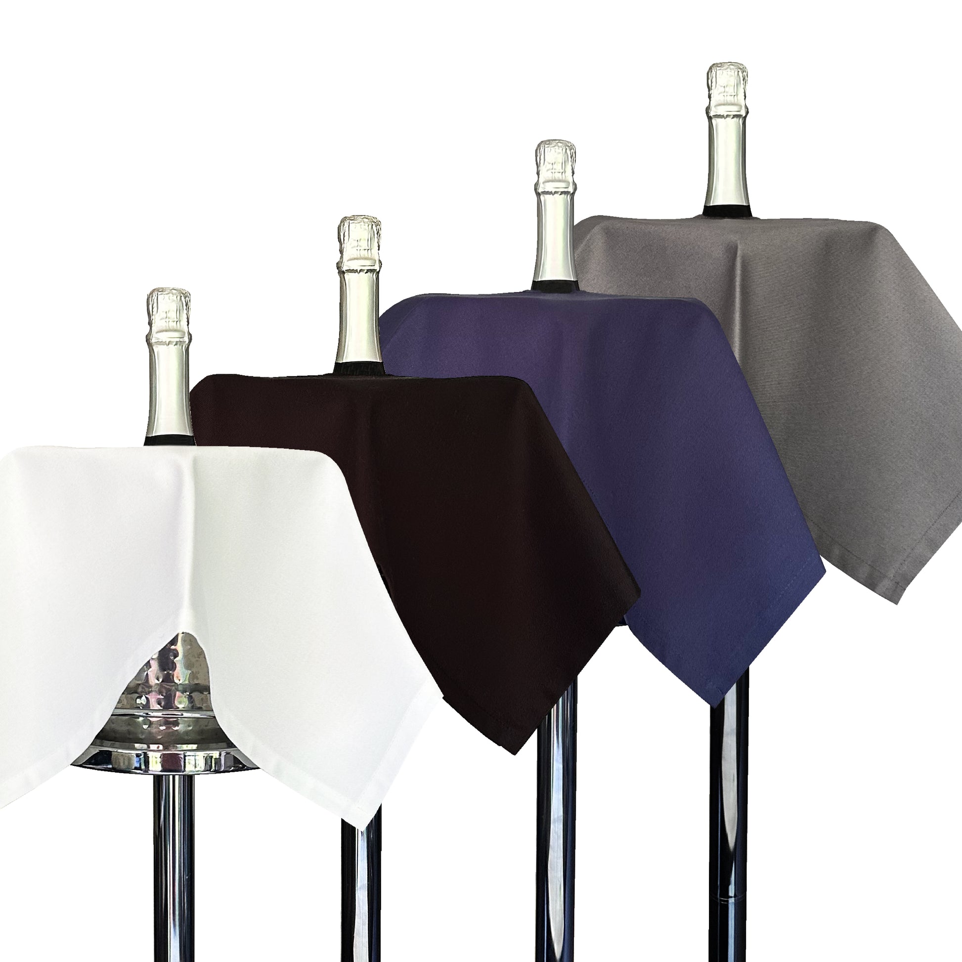 Original BottleCloths · White, Black, Royal Blue & Platinum, Cotton, 54 cm, Center Hole, Stitched Circle · Colour Combo Pack of 4
