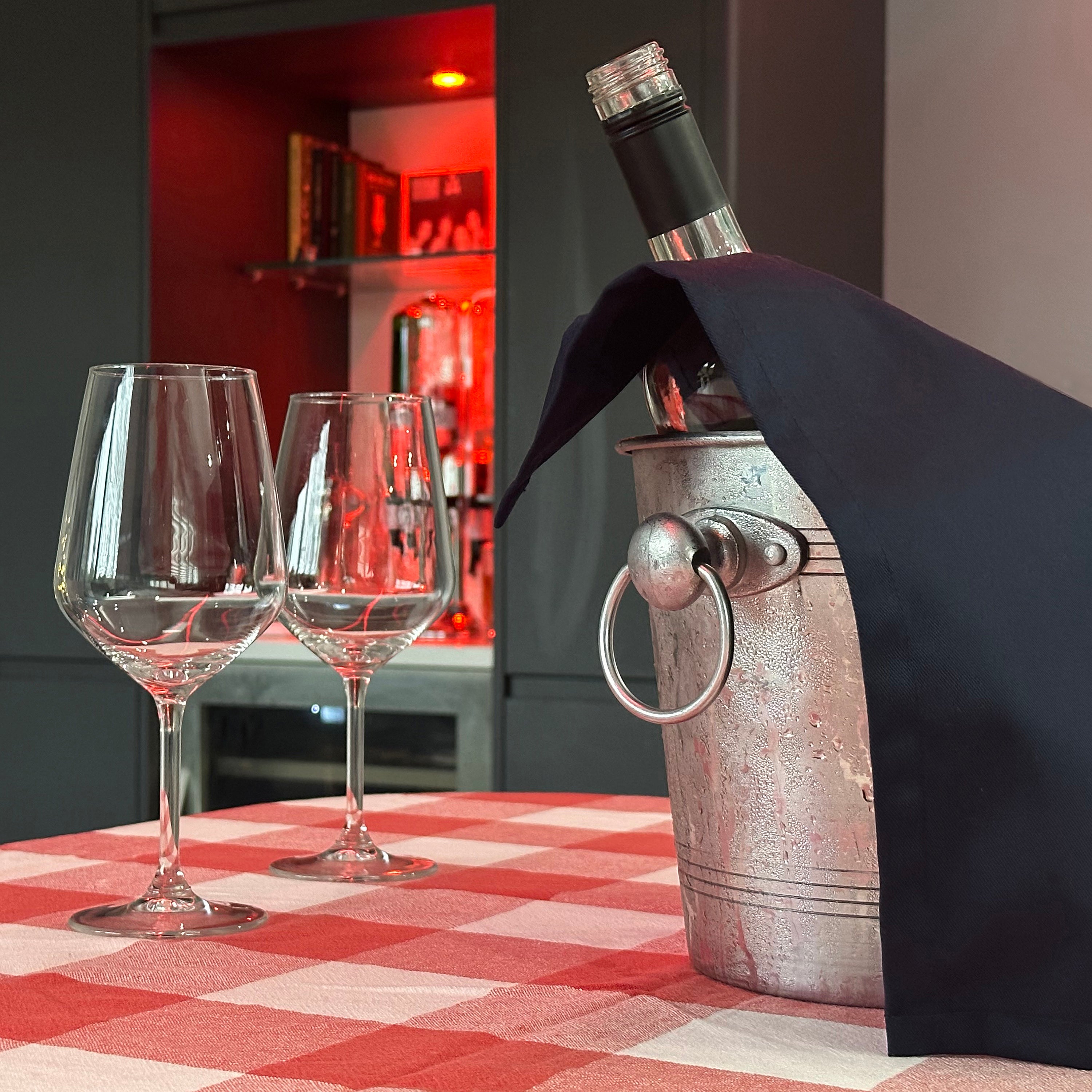 Catering BottleCloths - White, Black & Navy, Polycotton, 42 cm, Corner Hole, Stitched Circle - Color Combo, Pack of 3