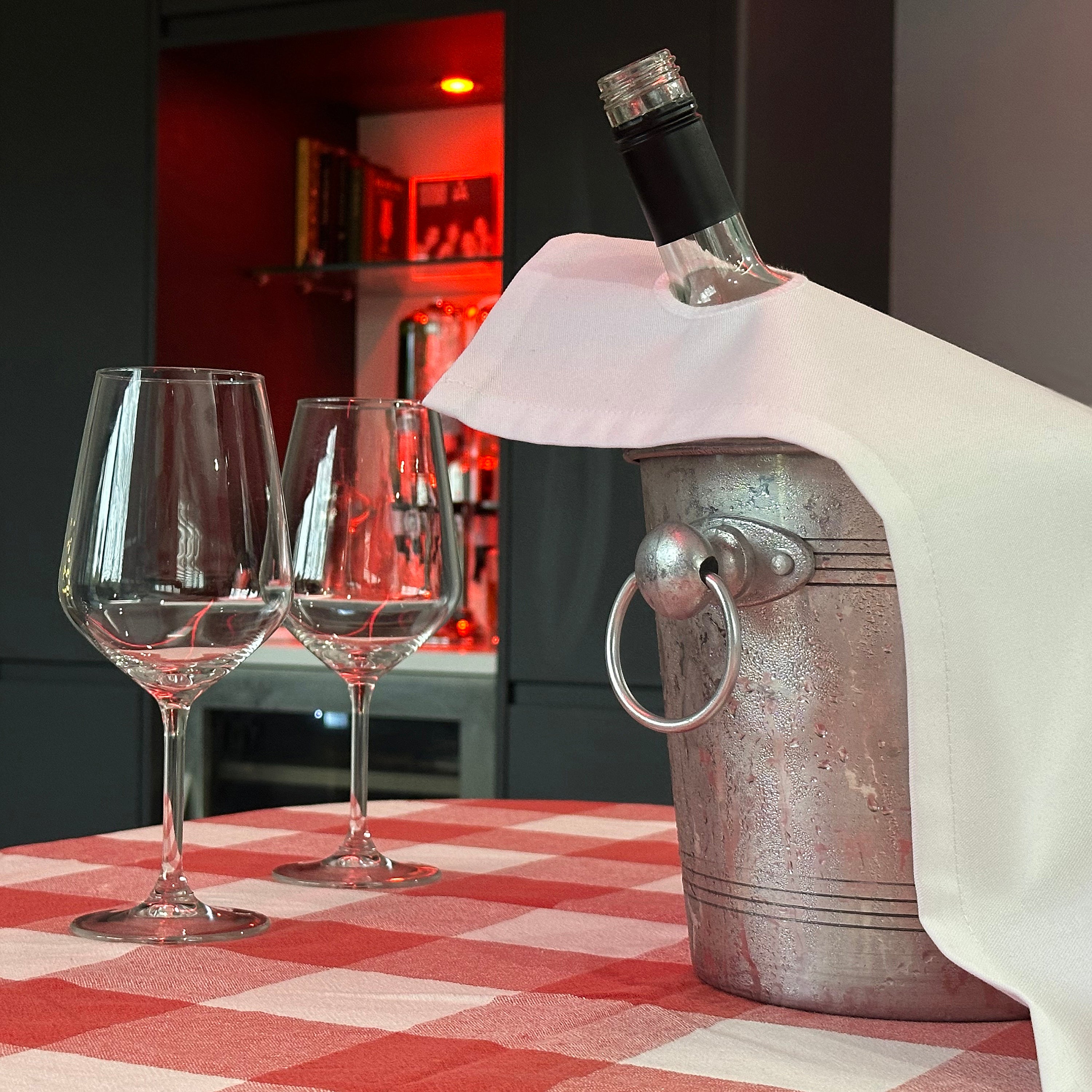 Catering BottleCloths - White, Black & Navy, Polycotton, 42 cm, Corner Hole, Stitched Circle - Color Combo, Pack of 3