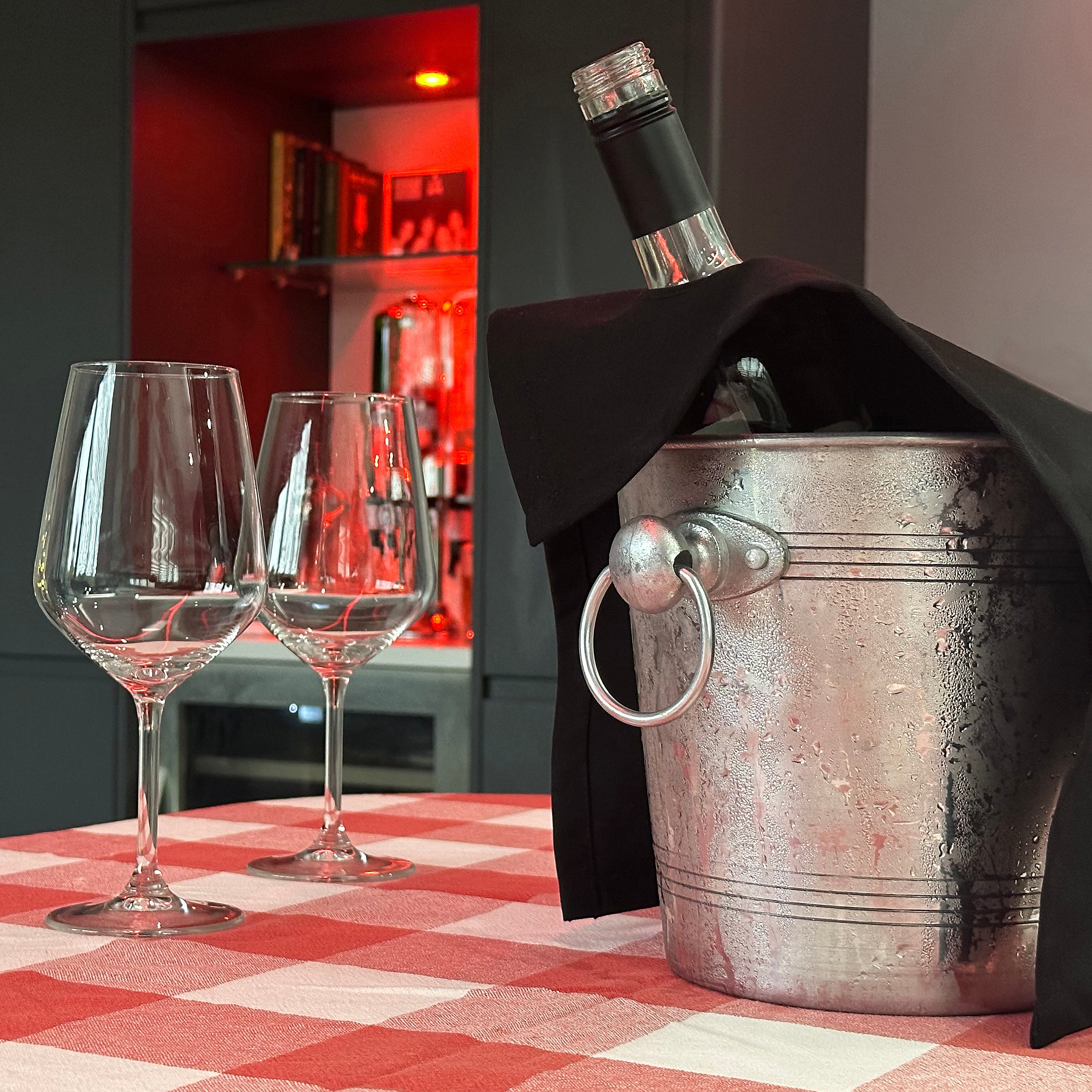 Catering BottleCloths - White, Black & Navy, Polycotton, 42 cm, Corner Hole, Stitched Circle - Color Combo, Pack of 3