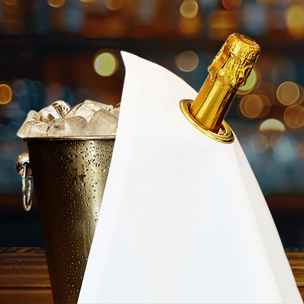 Classic BottleCloth · White with Gold Metal Ring, Cotton, 42 cm, Corner Hole