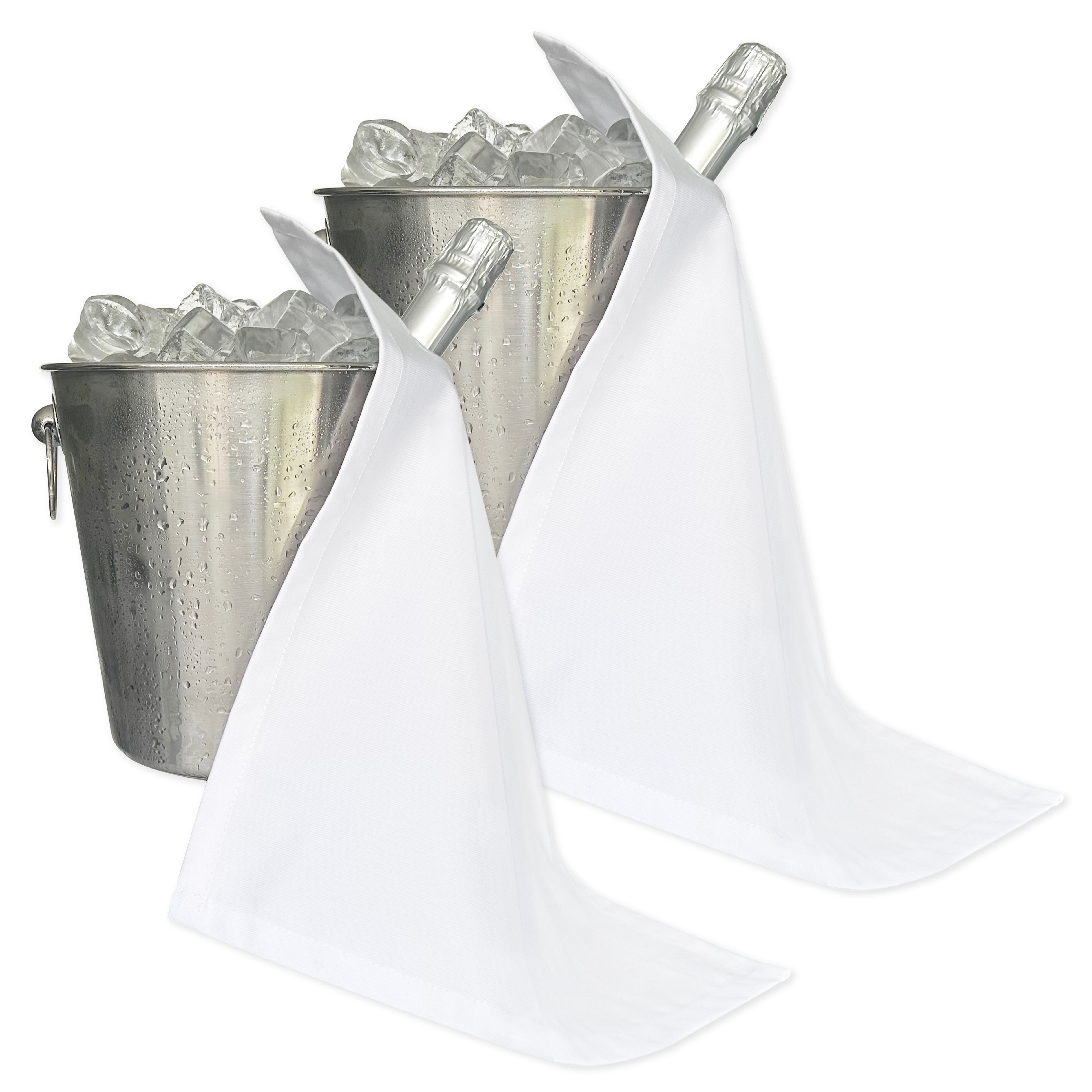 Catering BottleCloth · White Polycotton, 42 cm, hörnhål, sömnad cirkel · Pack med 2