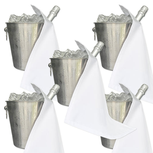 Catering BottleCloth · White Polycotton, 42 cm, Corner Hole, Stitched Circle · Pack of 5