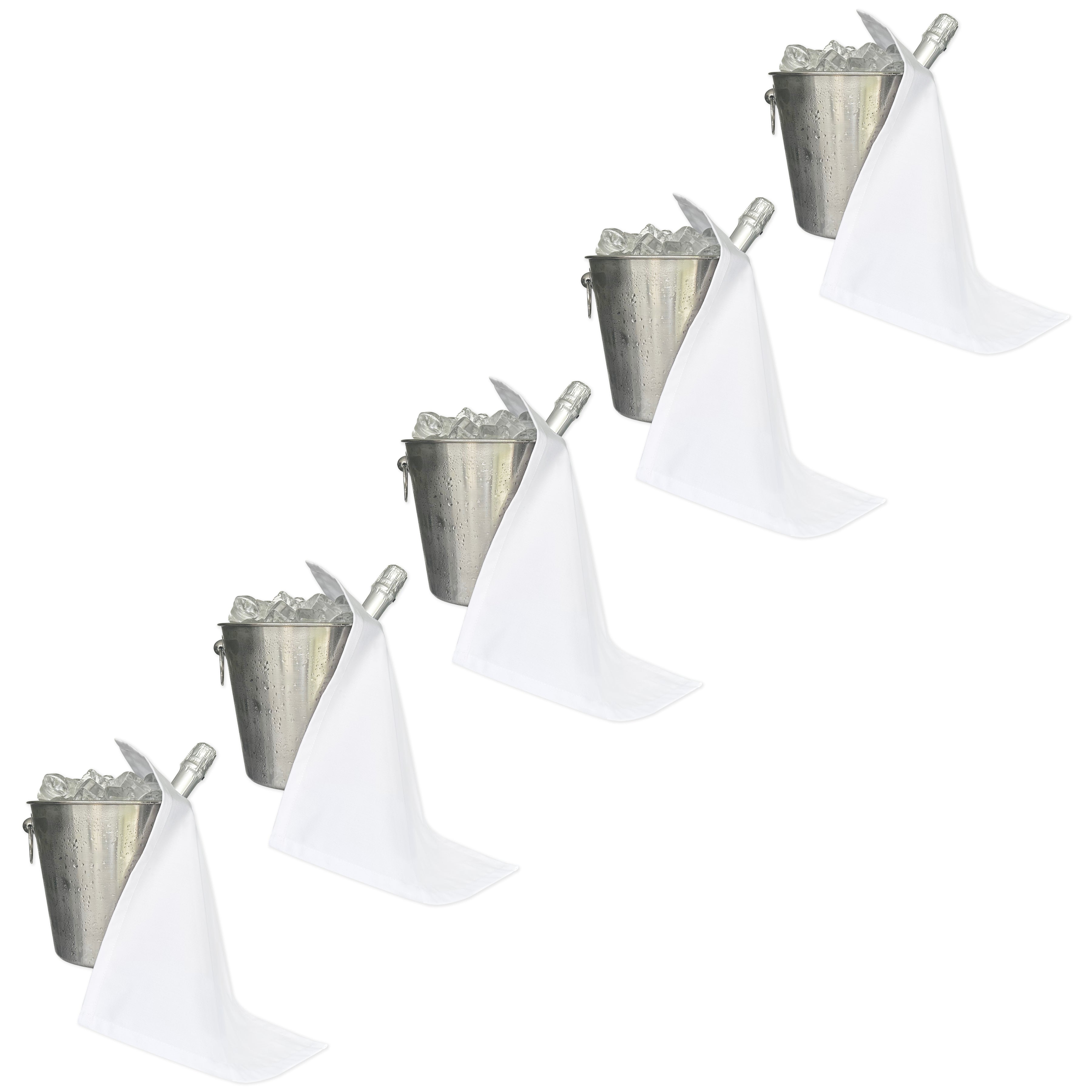 Catering Bottlecloth · White Polycotton, 42 cm, hörnhål, sömnad cirkel · Pack med 5