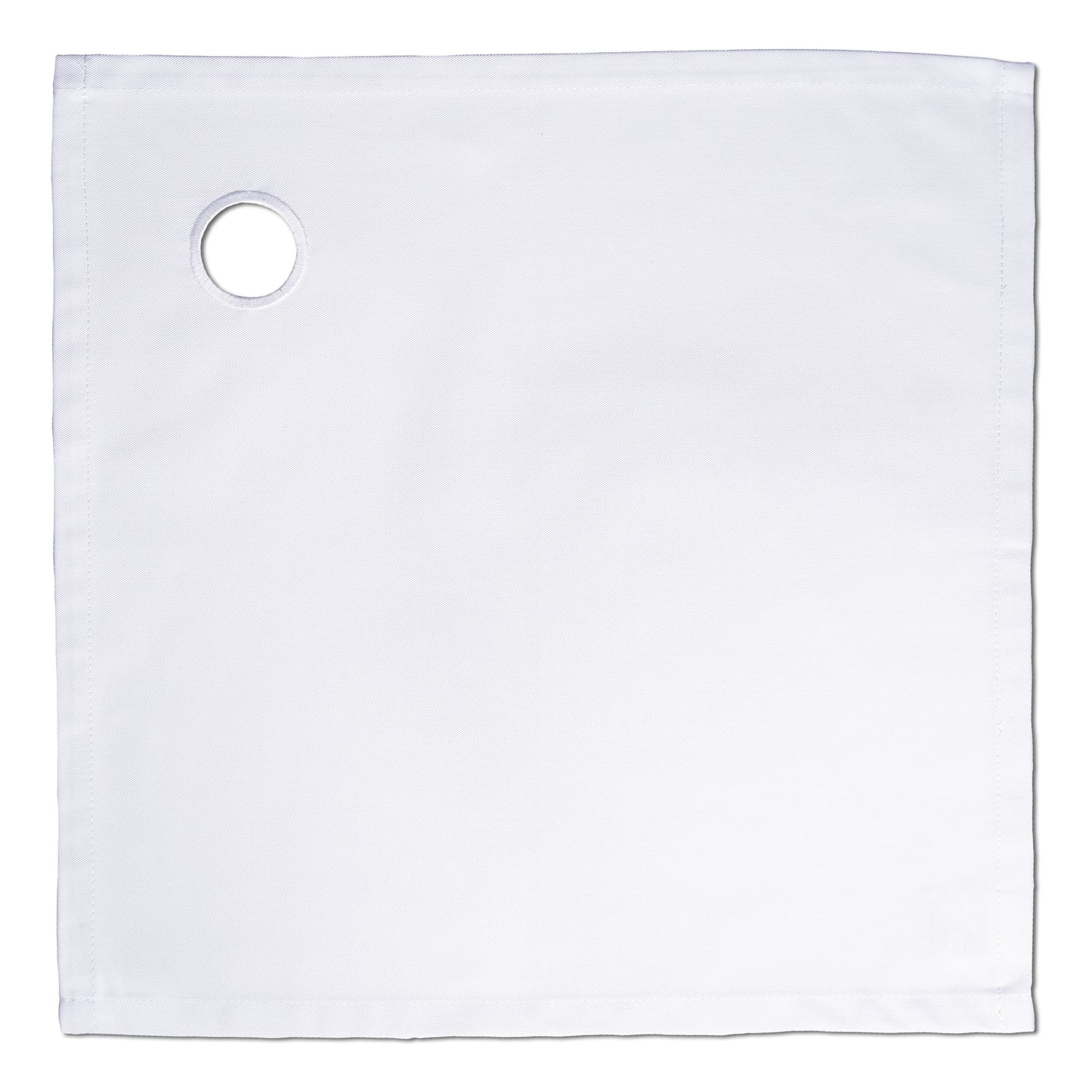 Serviette pour bouteilles de restauration · Polycoton blanc, 42 cm, trou d'angle, cercle cousu