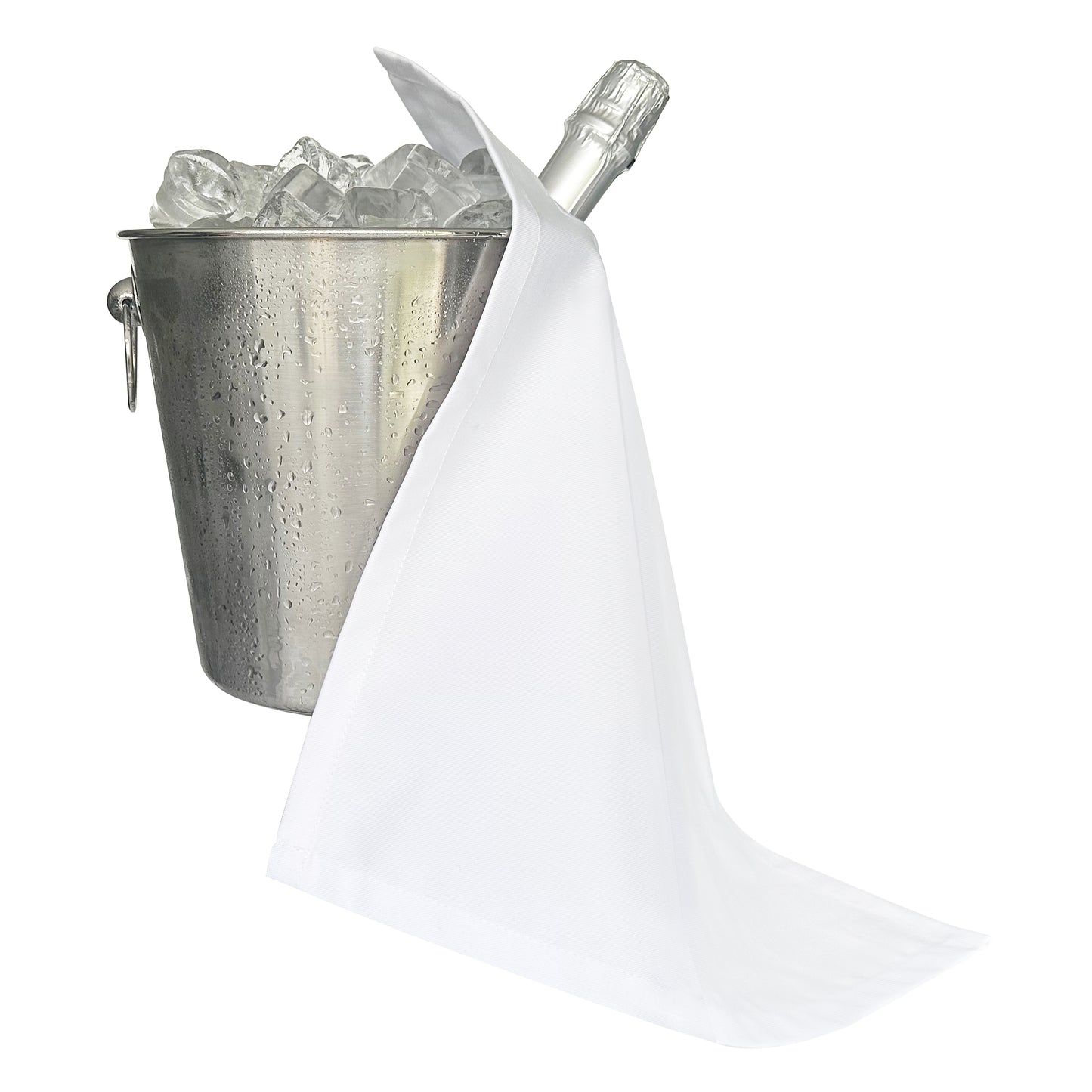 Bottine di catering · Polycotton bianco, 42 cm, foro d'angolo, cerchio cucito · pacco di 10