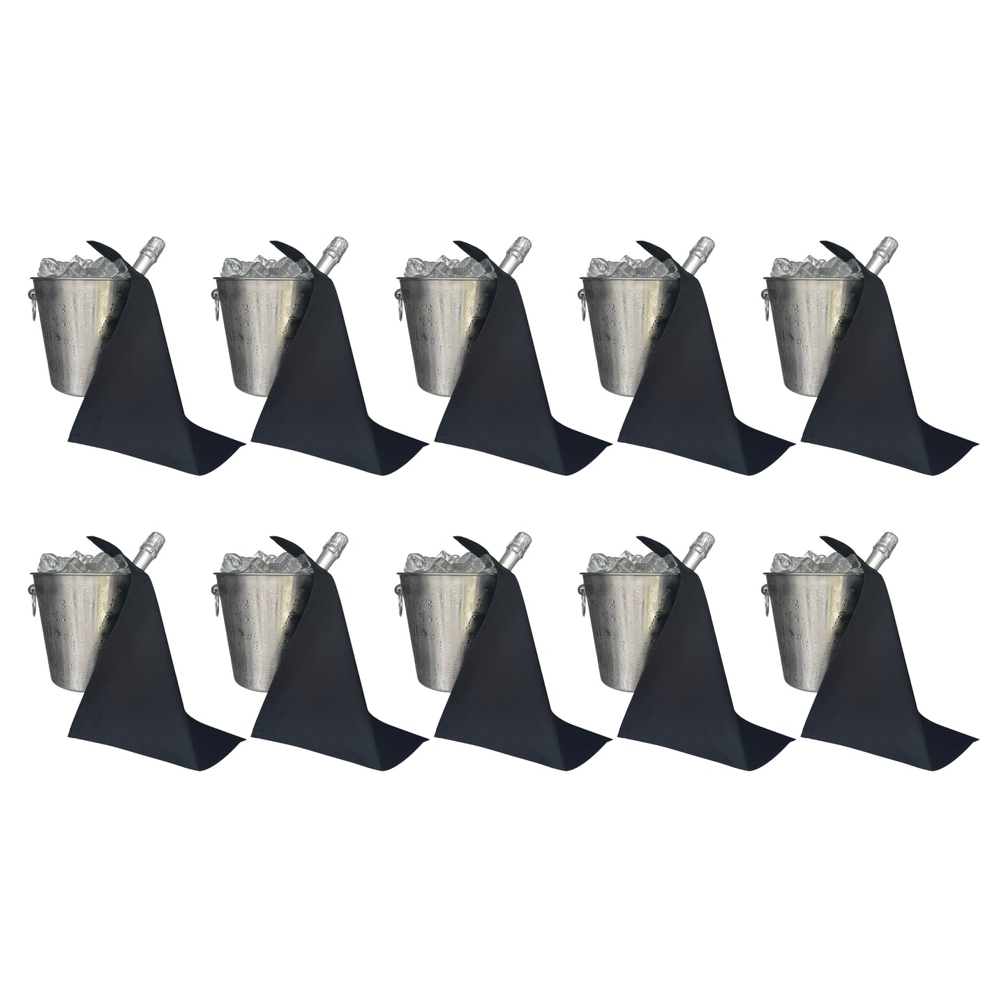 Catering-Flaschentücher · Schwarzes Polycotton, 42 cm, Eckloch, genähter Kreis · 10er-Pack