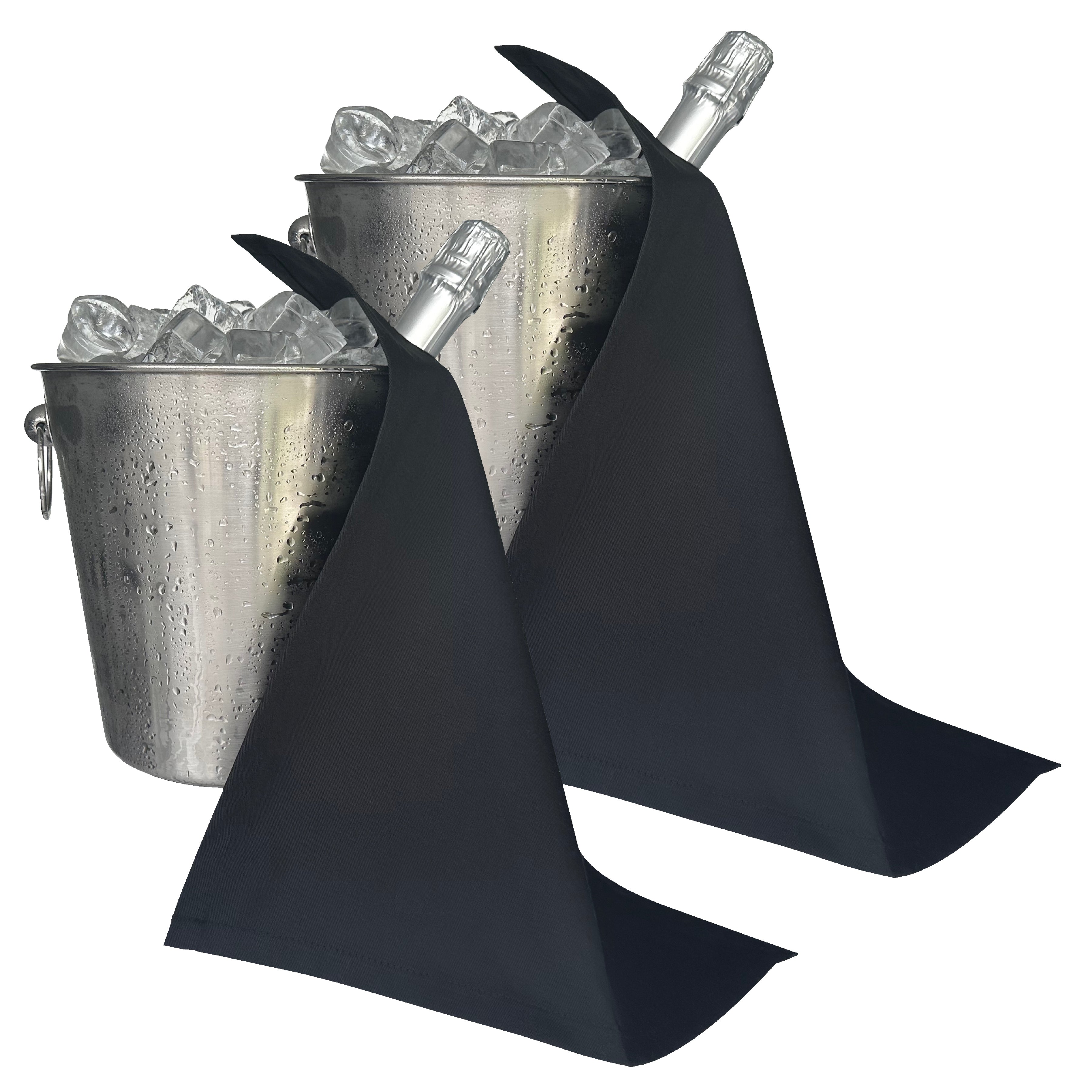 Catering Bottlecloth · Black Polycotton, 42 cm, hörnhål, sömnad cirkel · Pack med 2