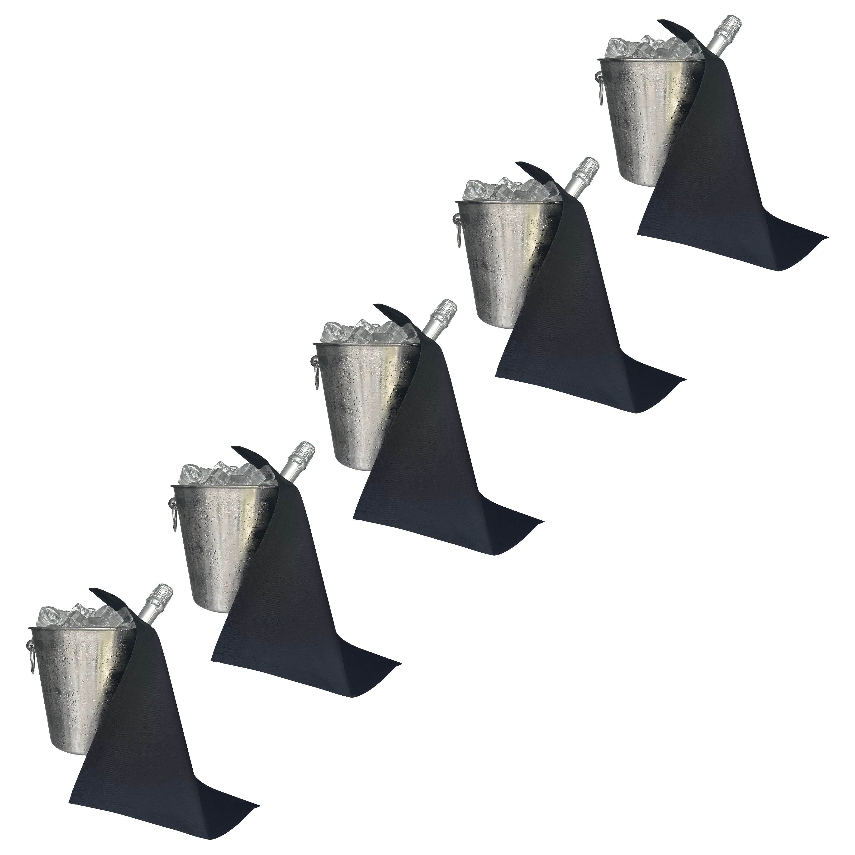 Catering Bottlecloth · Black Polycotton, 42 cm, hörnhål, sömnad cirkel · Pack med 5