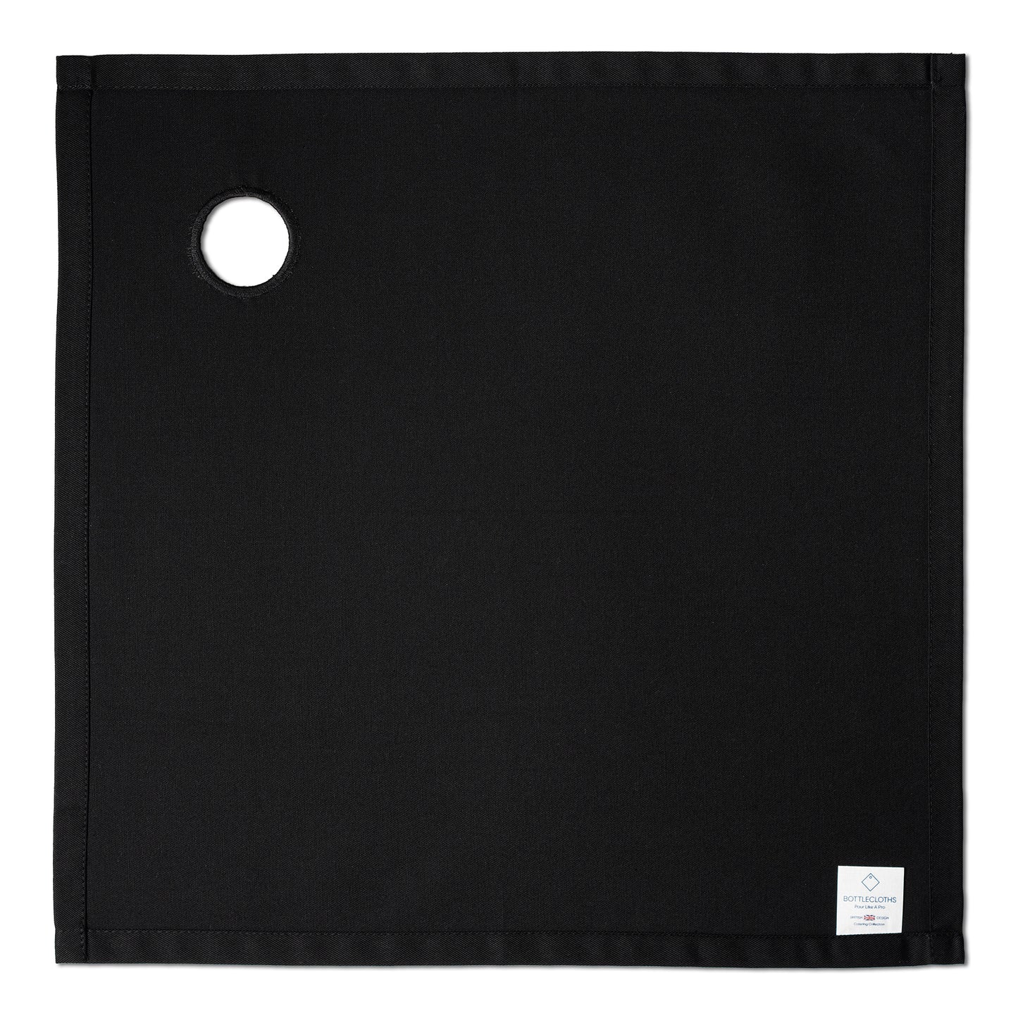 Original BottleCloth · Negro, Algodón, 42 cm, Orificio en Esquina, Círculo Cosido