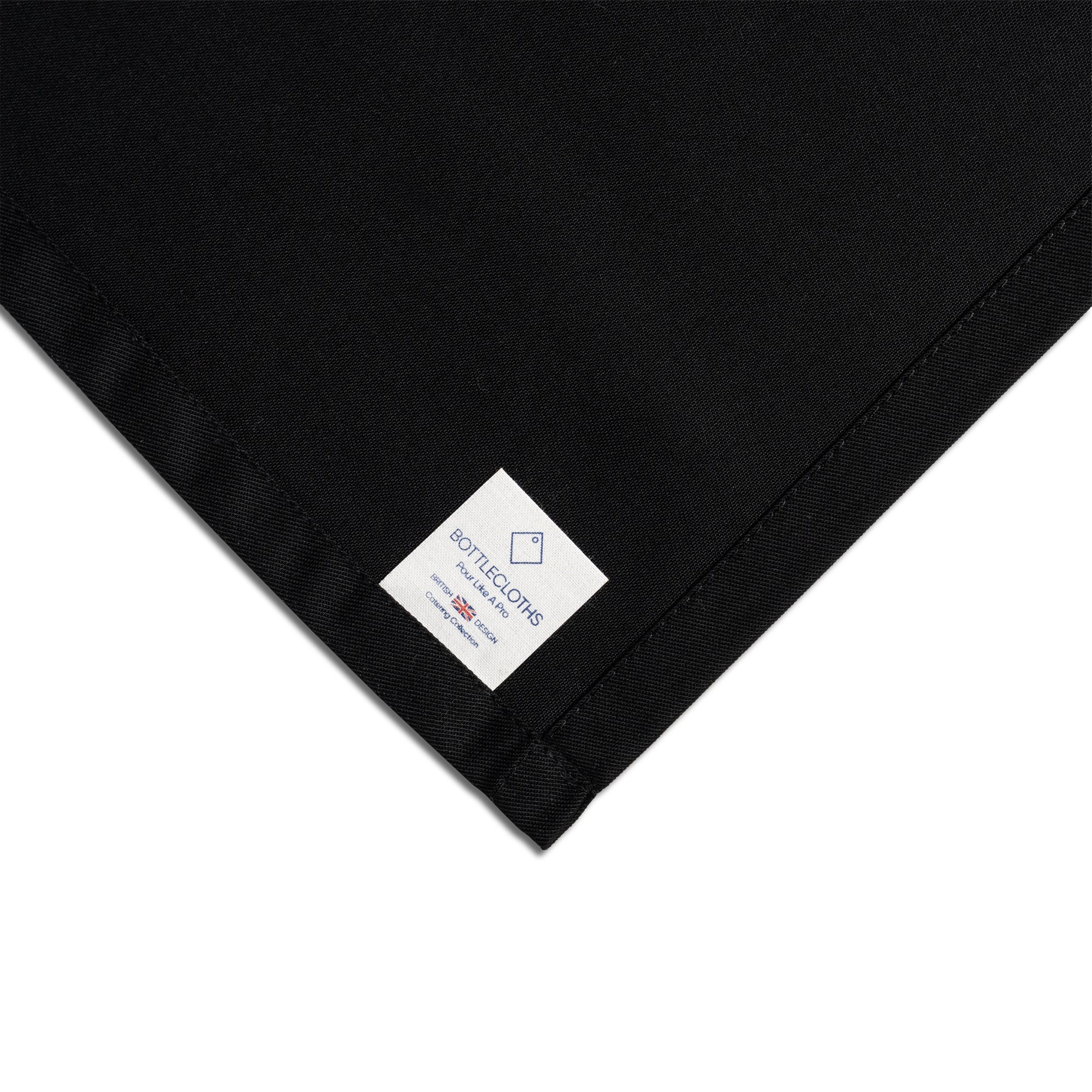 Catering BottleCloth · Black Polycotton, 42 cm, Corner Hole, Stitched Circle