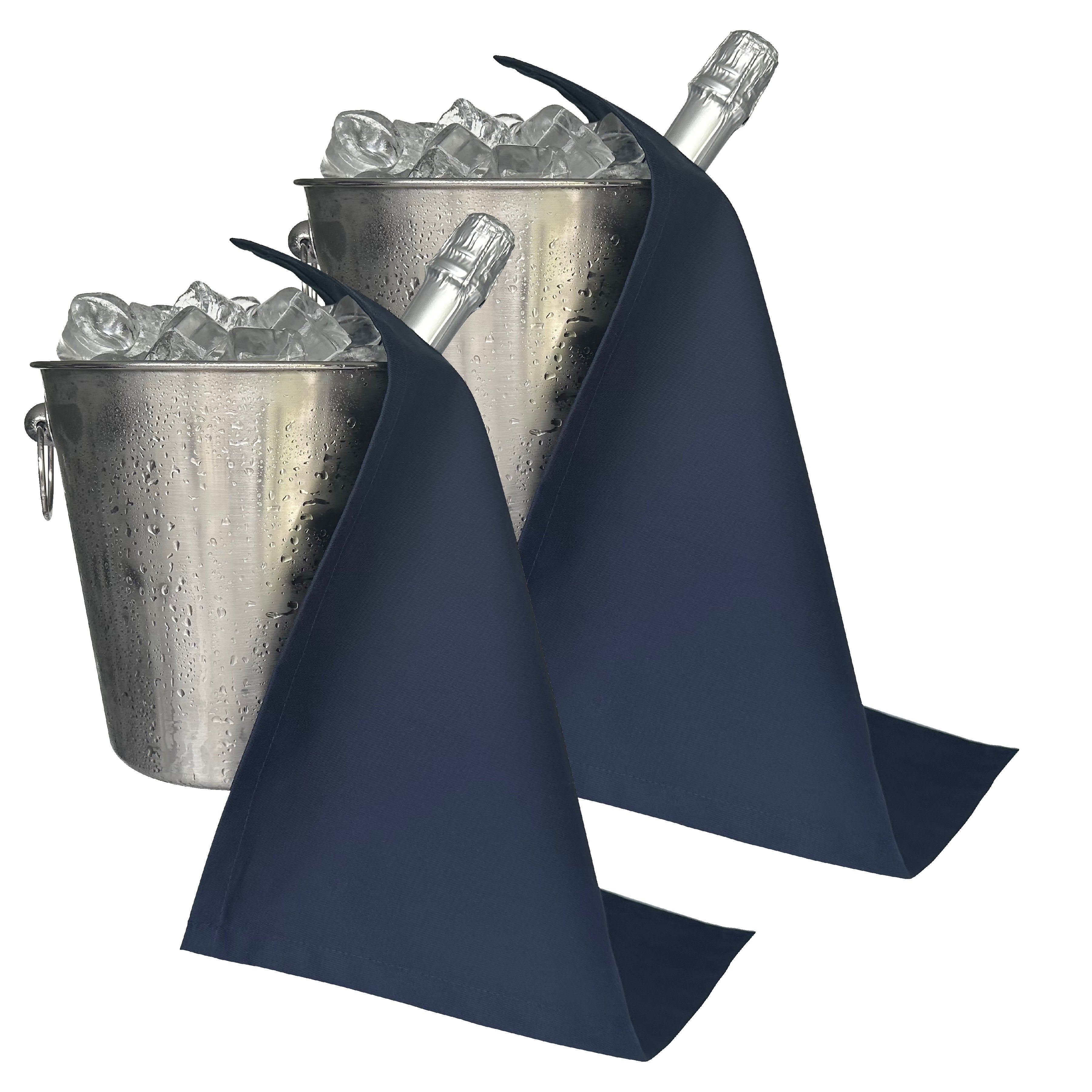 Catering BottleCloth · Navy Polycotton, 42 cm, hörnhål, sömnad cirkel · Pack med 2
