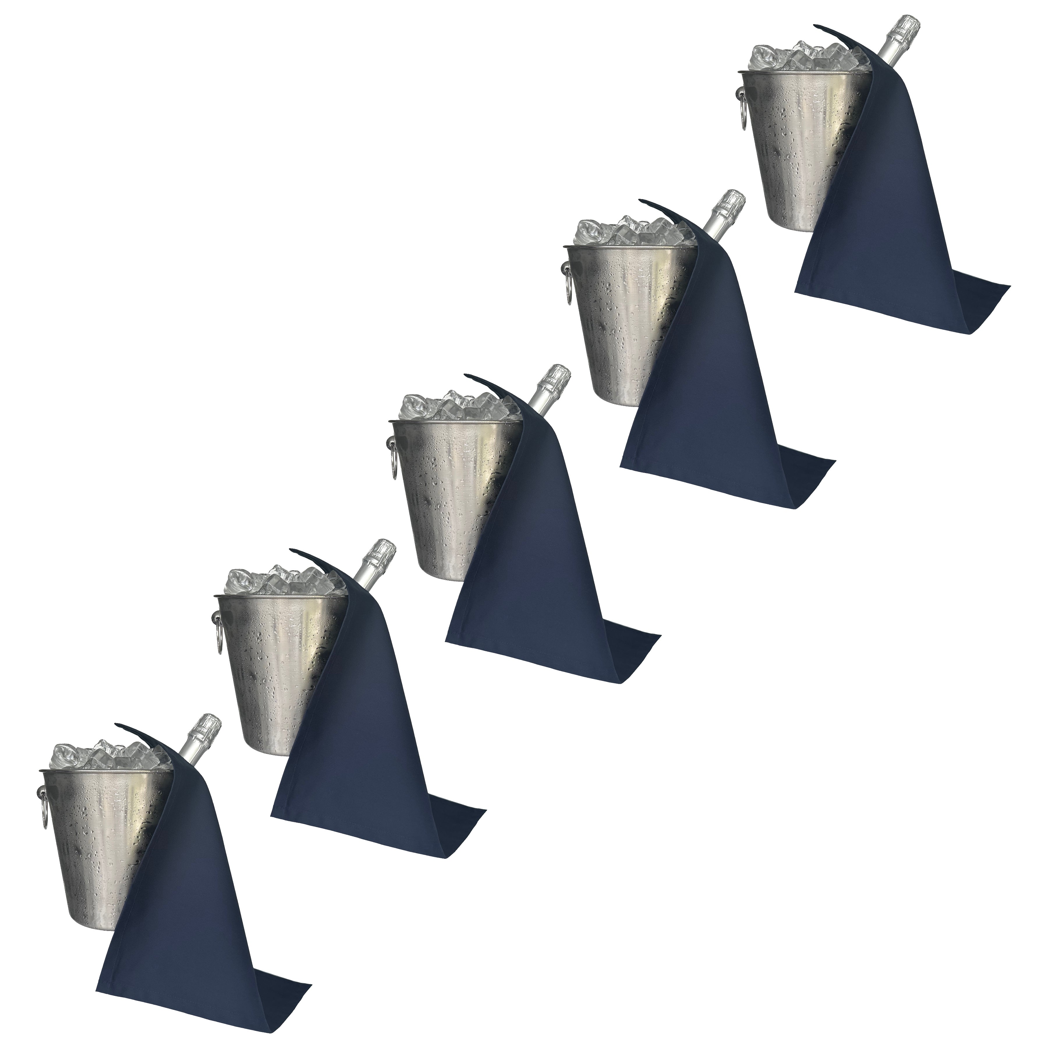 Catering BottleCloth · Navy Polycotton, 42 cm, hörnhål, sömnad cirkel · Pack med 5
