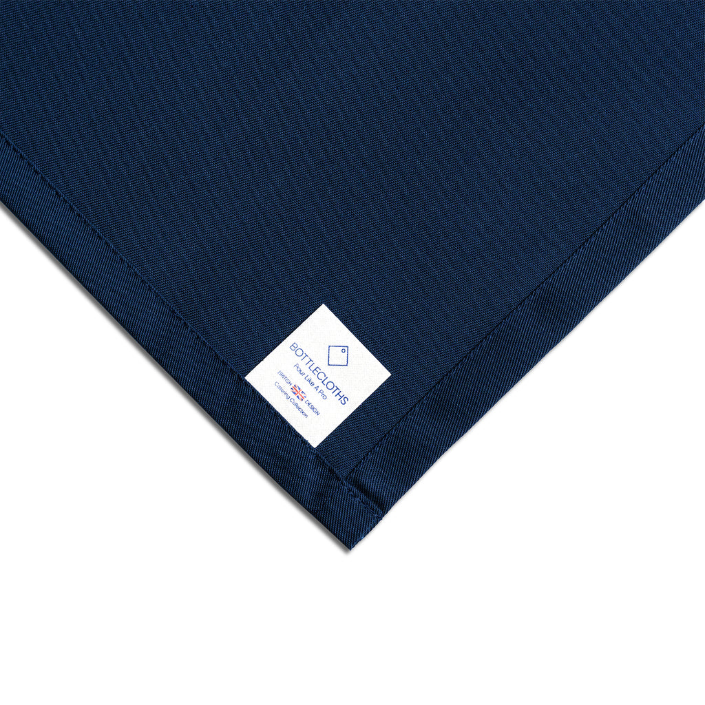 Catering BottleCloths · Navy Polycotton, 42 cm, Corner Hole, Stitched Circle · Pack of 25