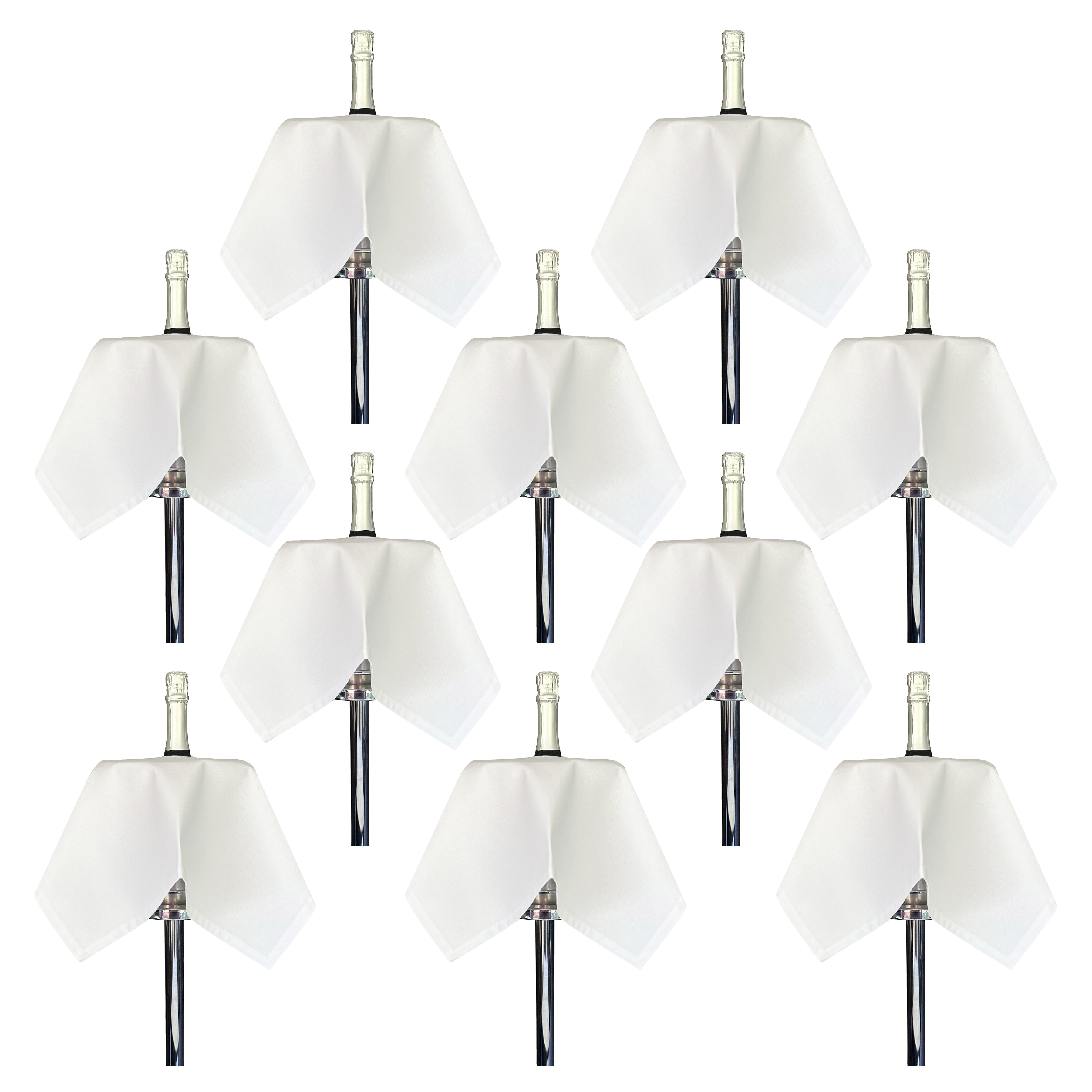 Cateringflaskor · Vit Polycotton, 54 cm, mitthål, sömnad cirkel · Pack med 10