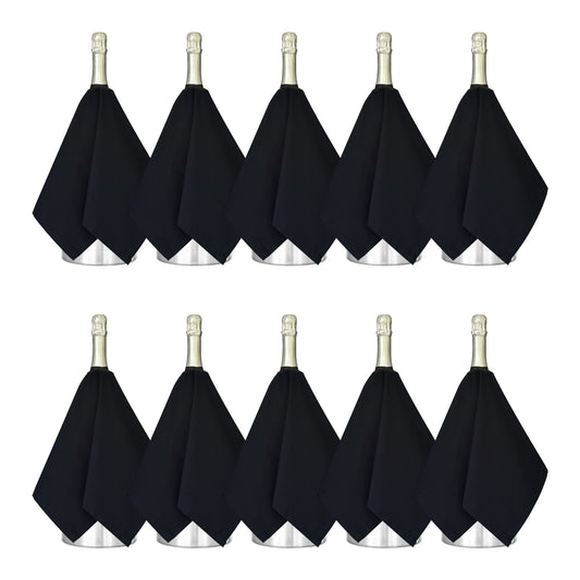 Catering BottleCloths · Black Polycotton, 54 cm, Center Hole, Stitched Circle · Pack of 10
