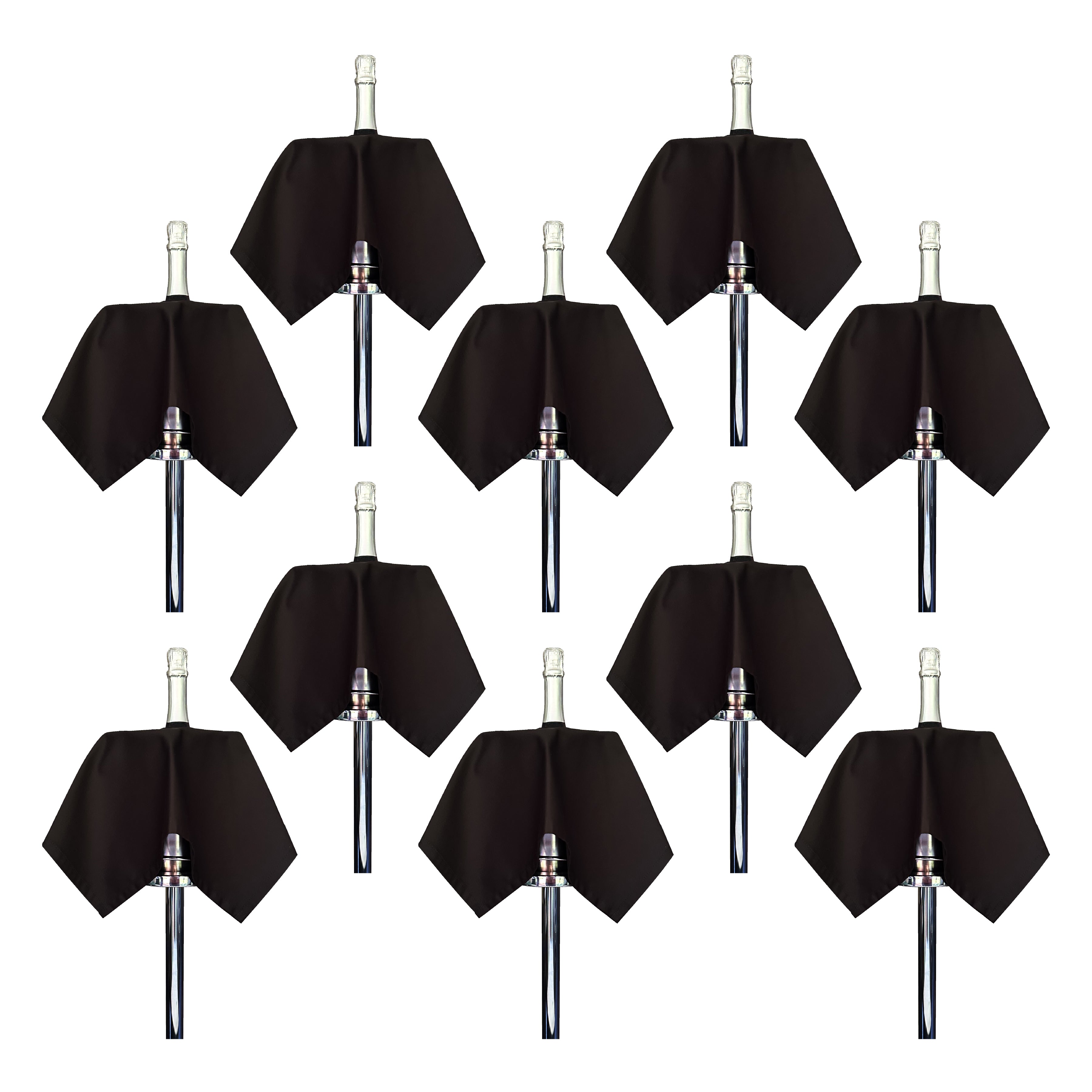 Catering BottleCloth · Black Polycotton, 54 cm, Center Hole, Stitched Circle