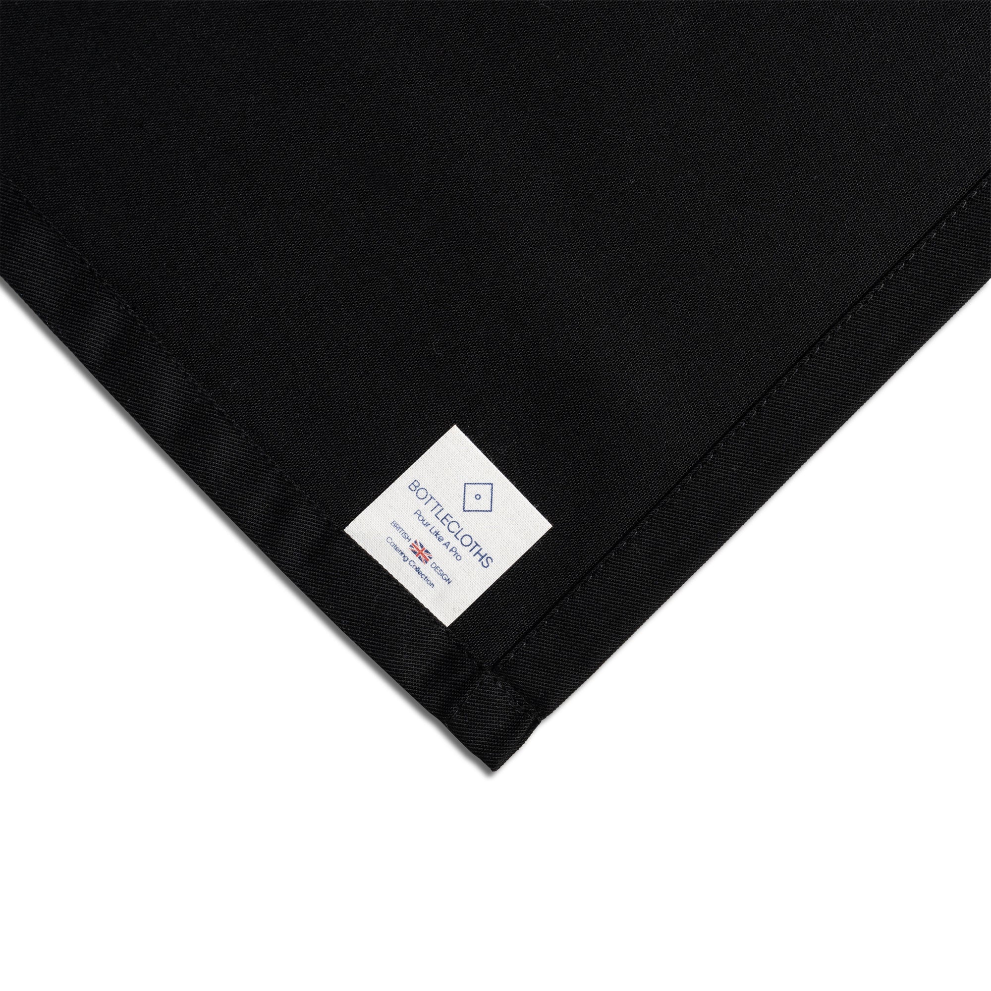 Catering Bottlecloth · Black Polycotton, 54 cm, mitthål, sömnad cirkel · Pack med 2