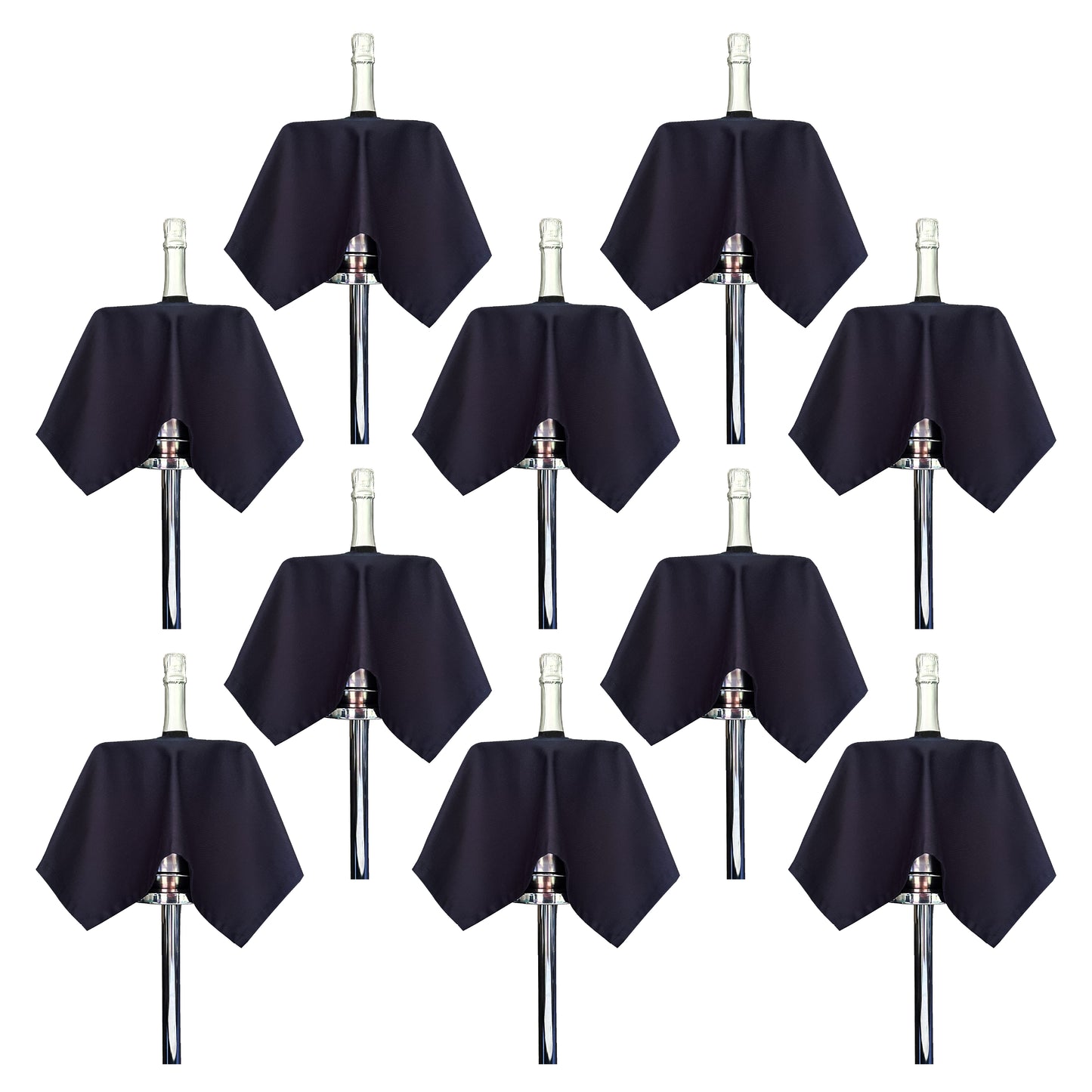 Catering-flaskeklude · Navy polybomuld, 54 cm, centerhul, syet cirkel · Pakke med 10 stk.