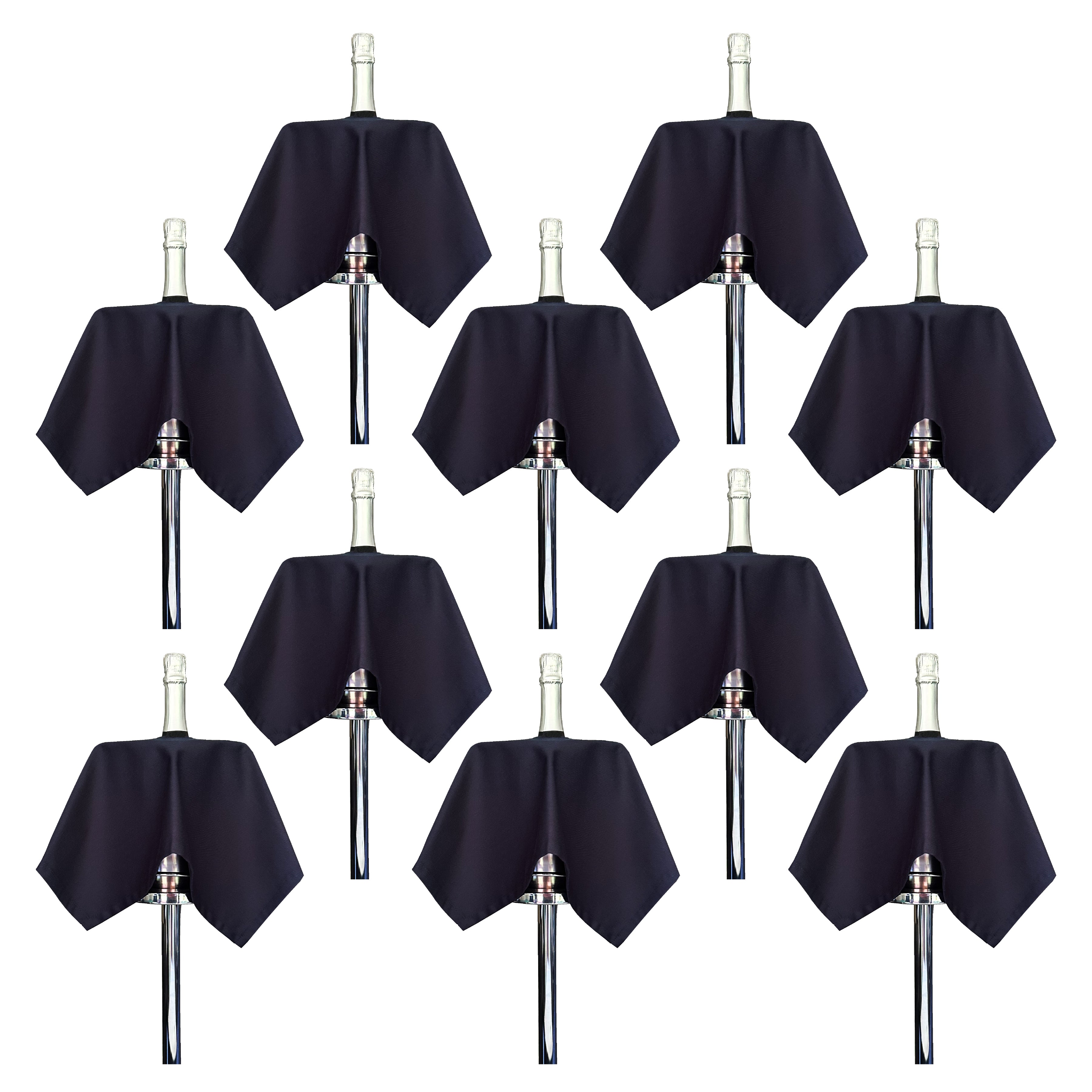 Catering BottleCloths · Navy Polycotton, 54 cm, mitthål, sömnad cirkel · Pack med 10