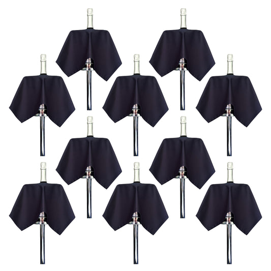 Catering flaskekluter · Navy polycotton, 54 cm, senterhull, sydd sirkel · Pakke med 10 stk.