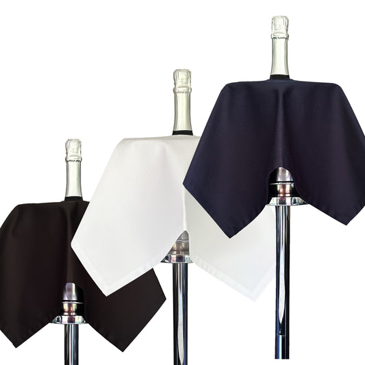 Catering BottleCloths - White, Black & Navy, Polycotton, 54 cm, Corner Hole, Stitched Circle - Colour Combo, Pack of 3