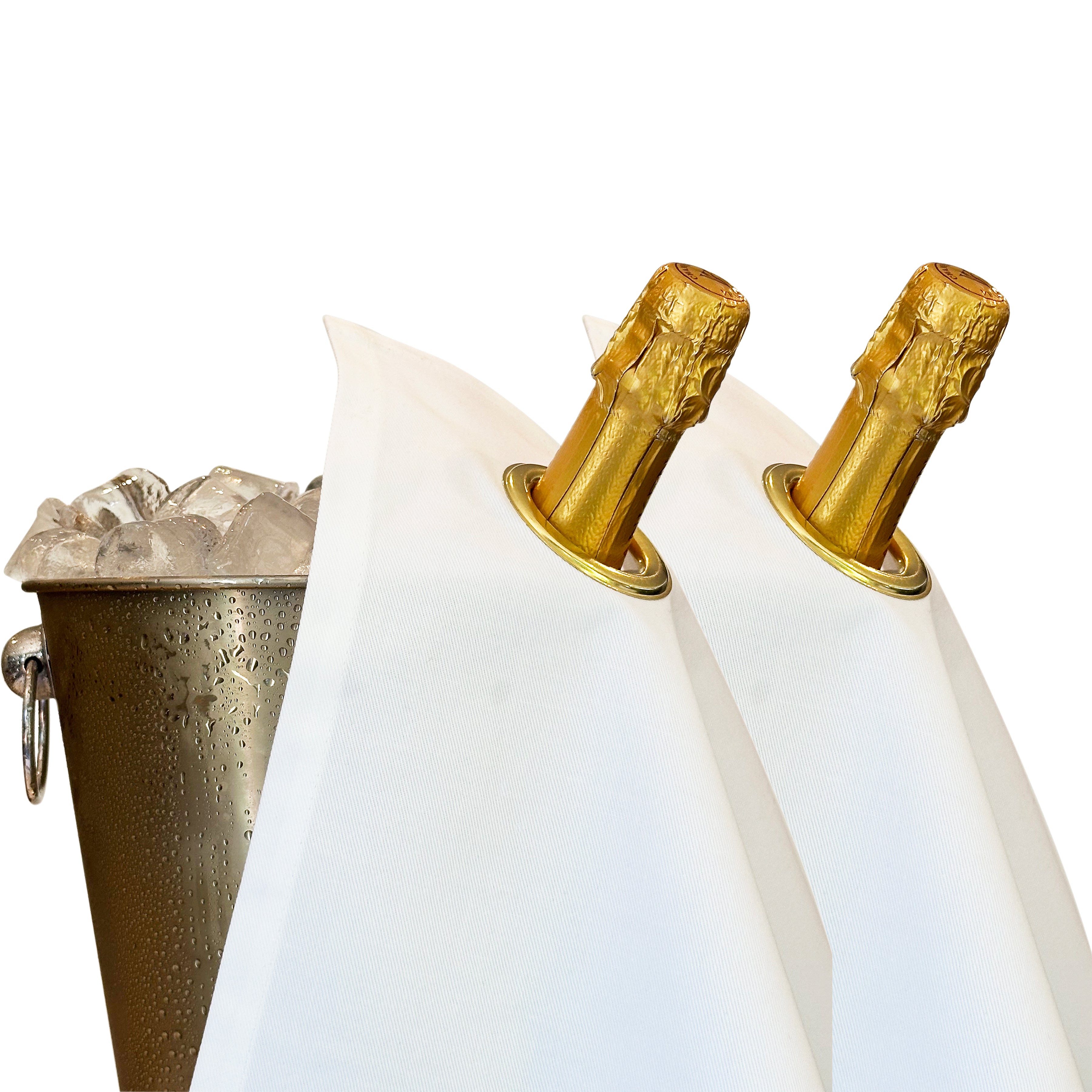 Classic BottleCloth · White with Gold Metal Ring, Cotton, 42 cm, Corner Hole
