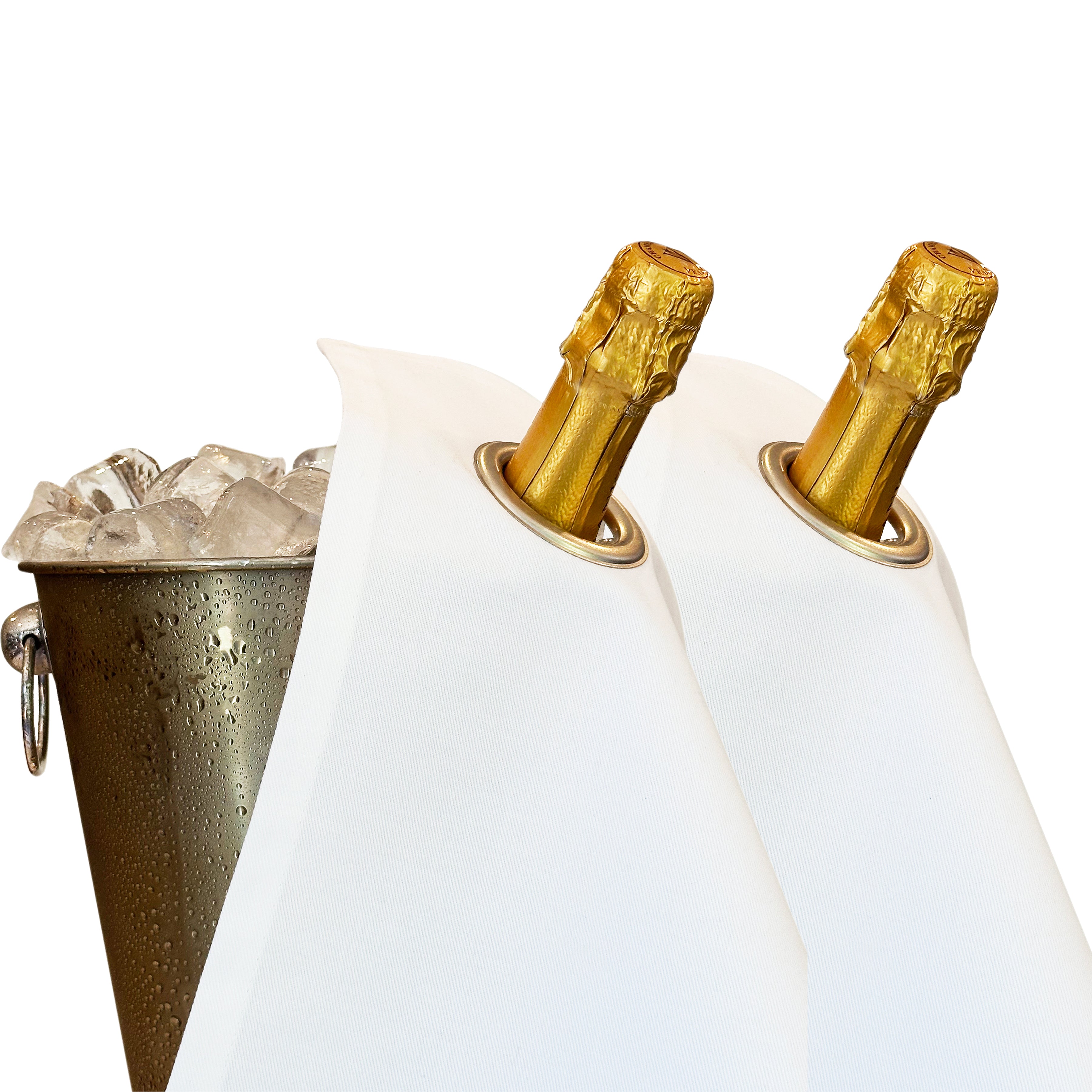 Classic BottleCloth · White with Silver Metal Ring, Cotton, 42 cm, Corner Hole