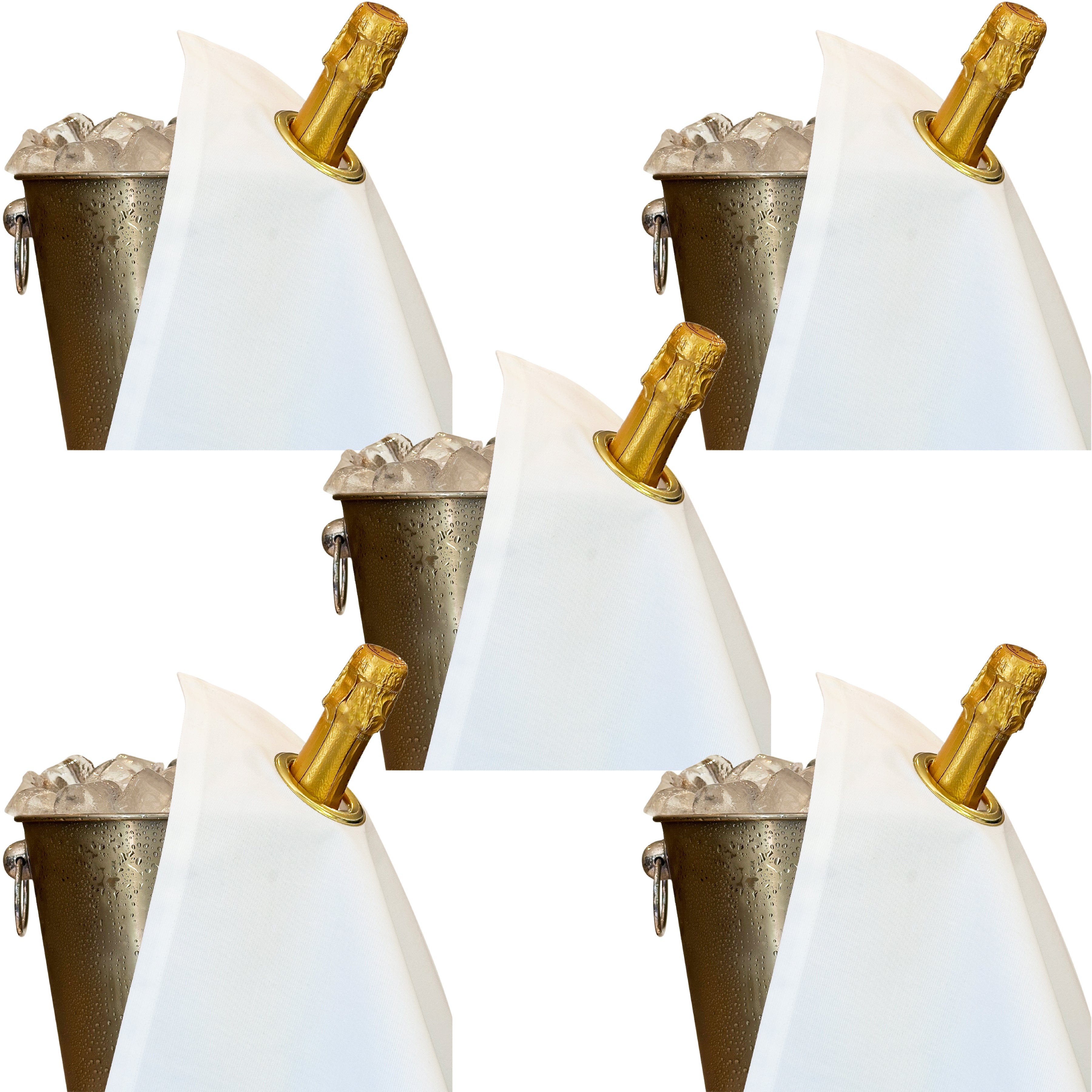 Klassisk flaskeclot · Vit med guldmetallring, bomull, 42 cm, hörnhål · Pack med 5