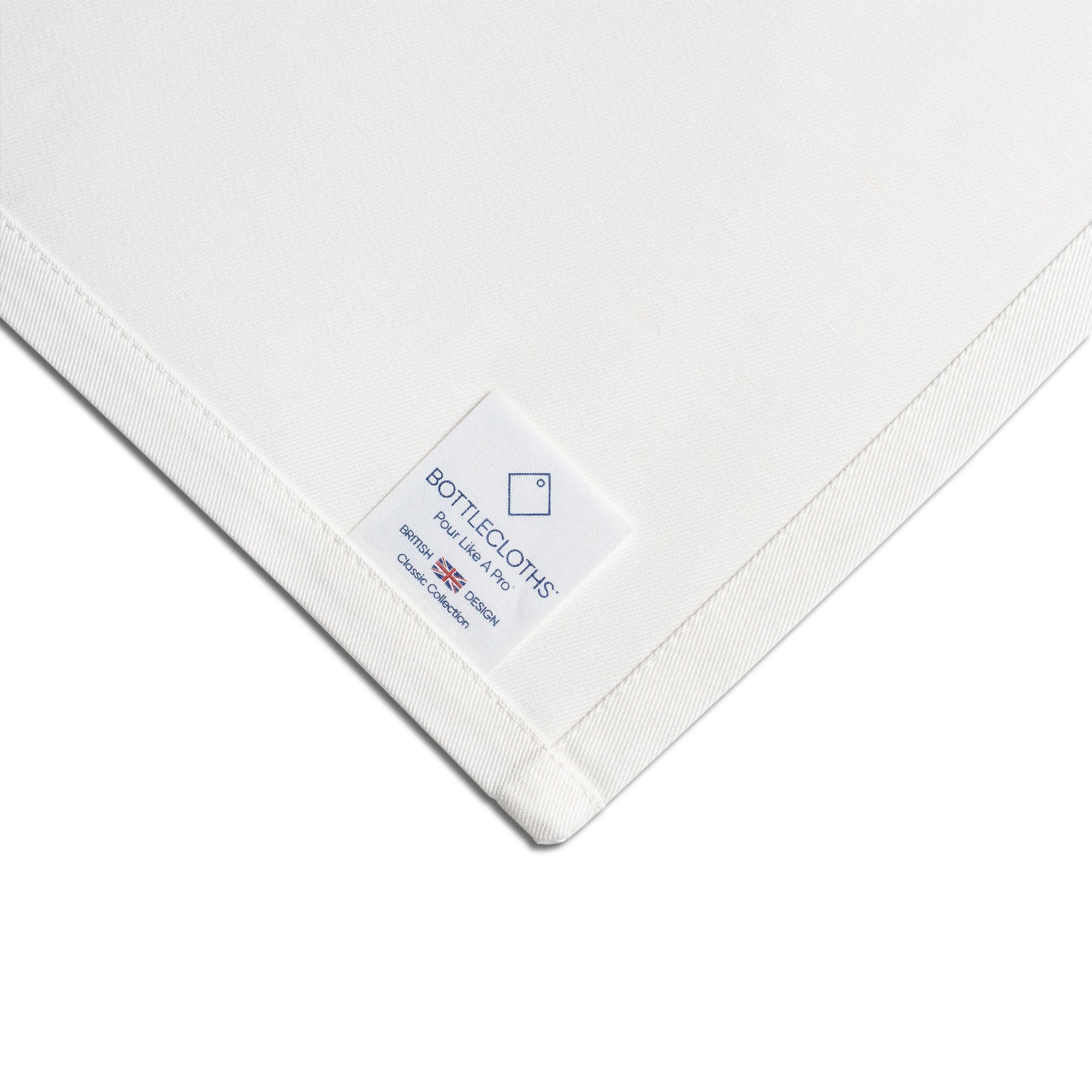 Classic BottleCloth · White with Gold Metal Ring, Cotton, 42 cm, Corner Hole