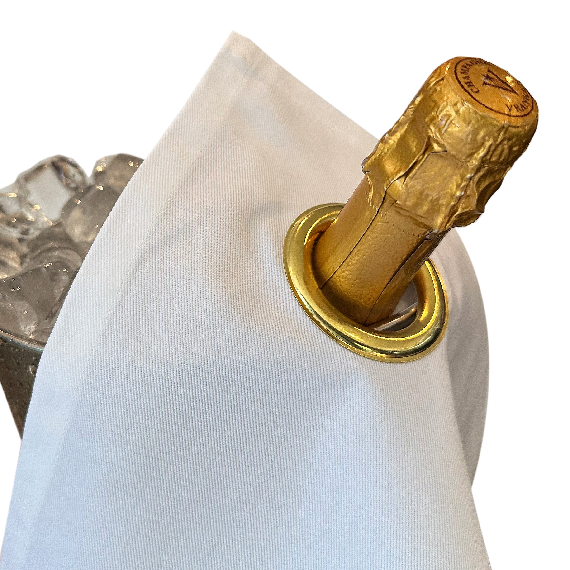 Klassiska flaskor · Vit med guldmetallring, bomull, 42 cm, hörnhål · Pack med 2