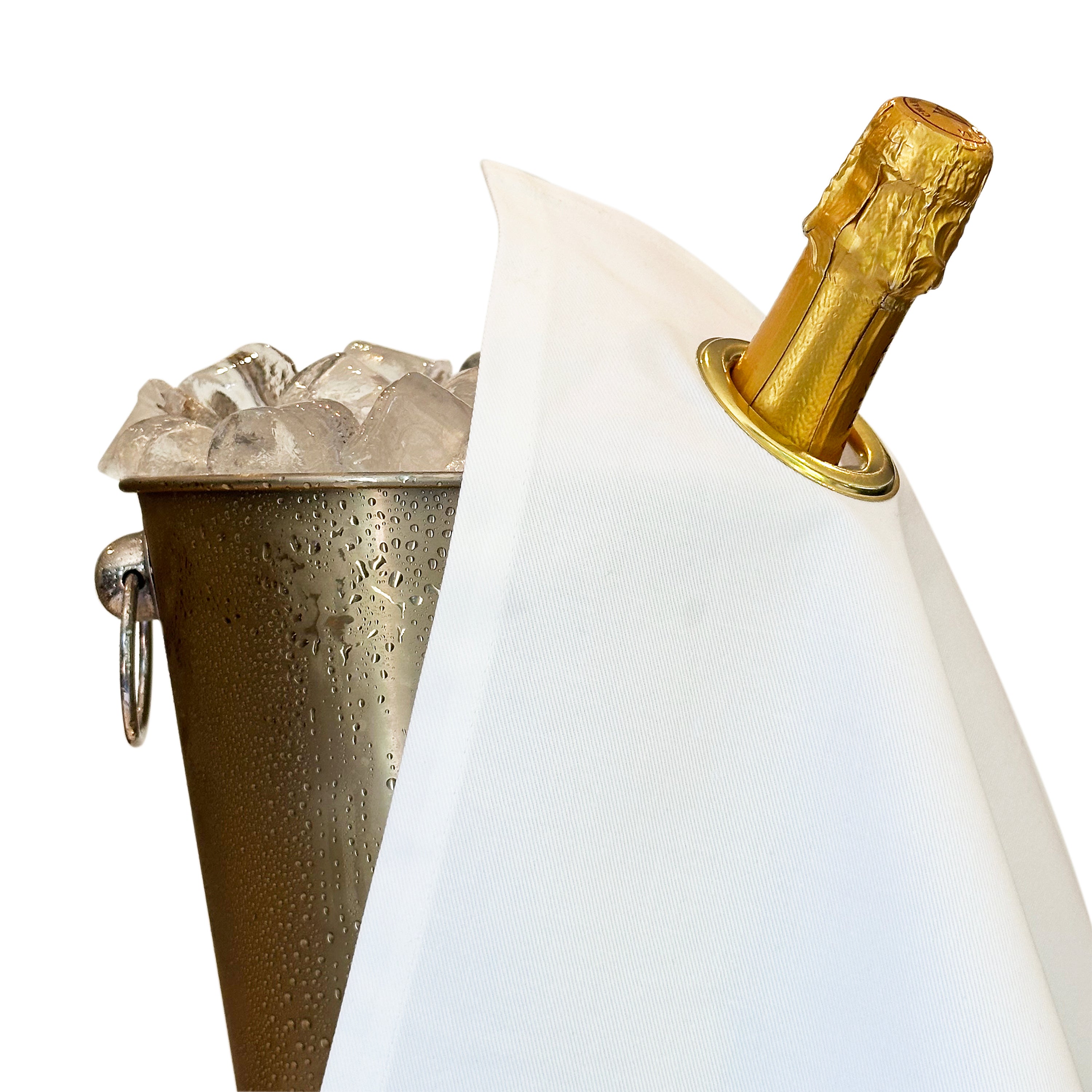 Classic BottleCloth · White with Gold Metal Ring, Cotton, 42 cm, Corner Hole