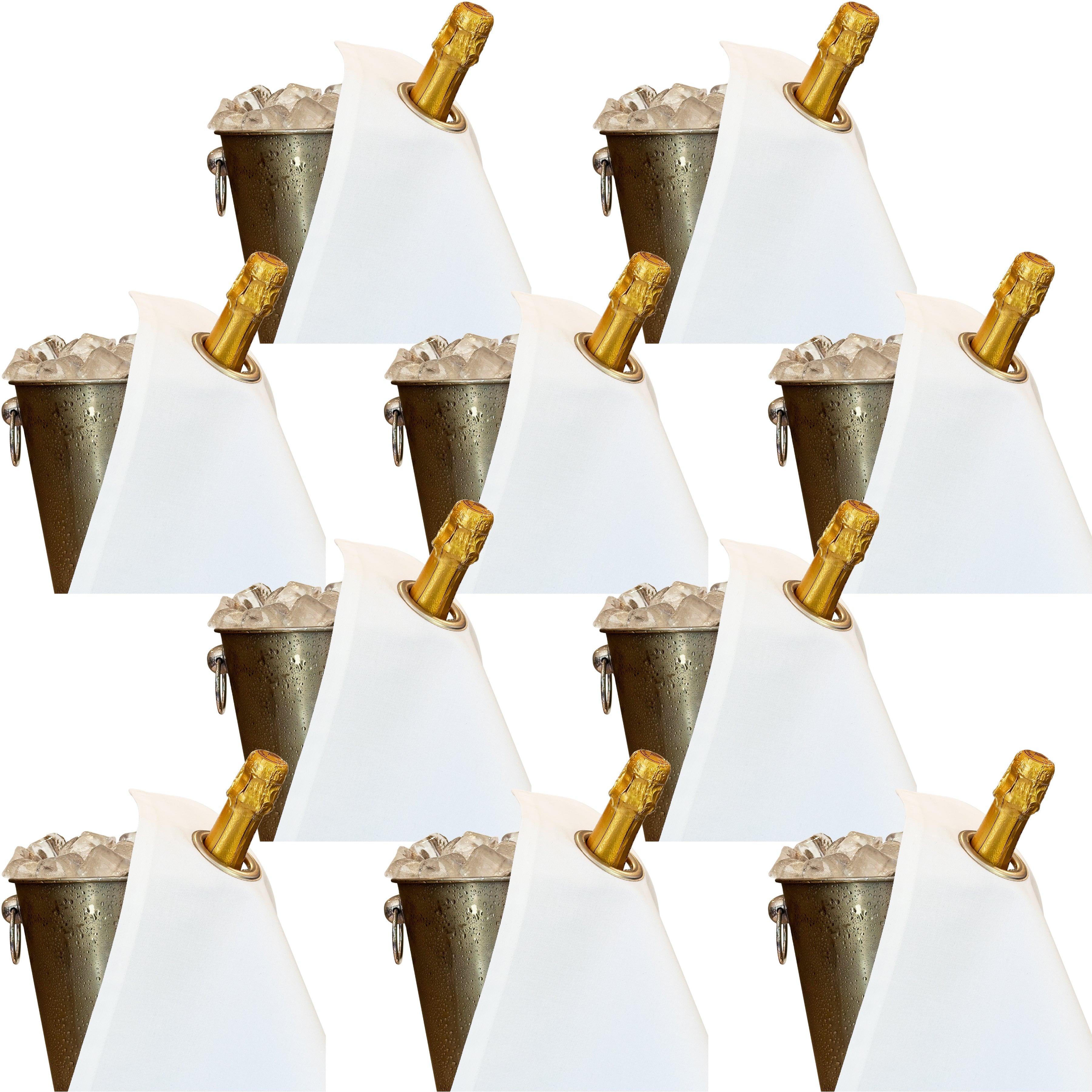 Klassiska flaskor · Vit med silvermetallring, bomull, 42 cm, hörnhål · Pack med 10