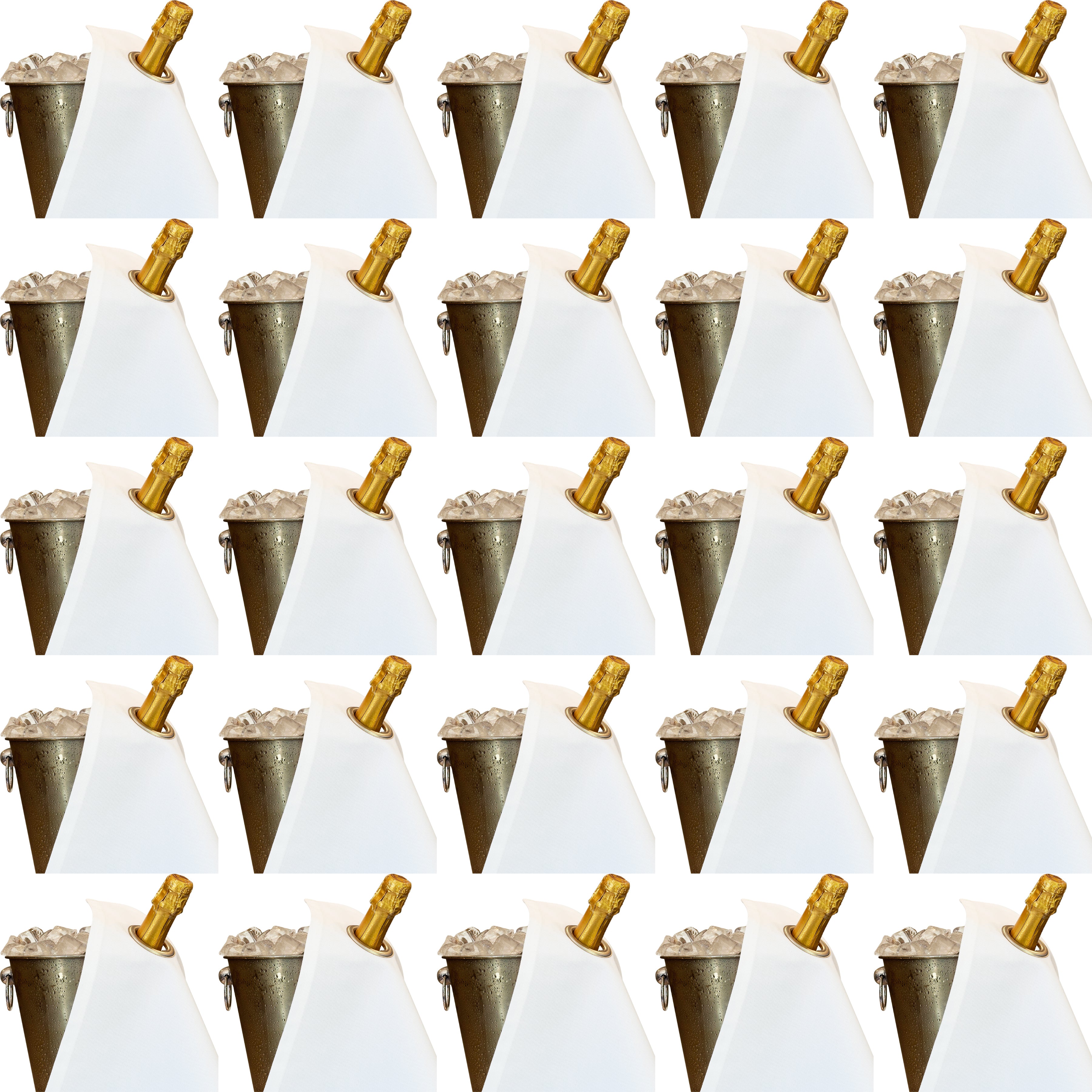 Klassiska flaskor · Vit med silvermetallring, bomull, 42 cm, hörnhål · Pack med 25