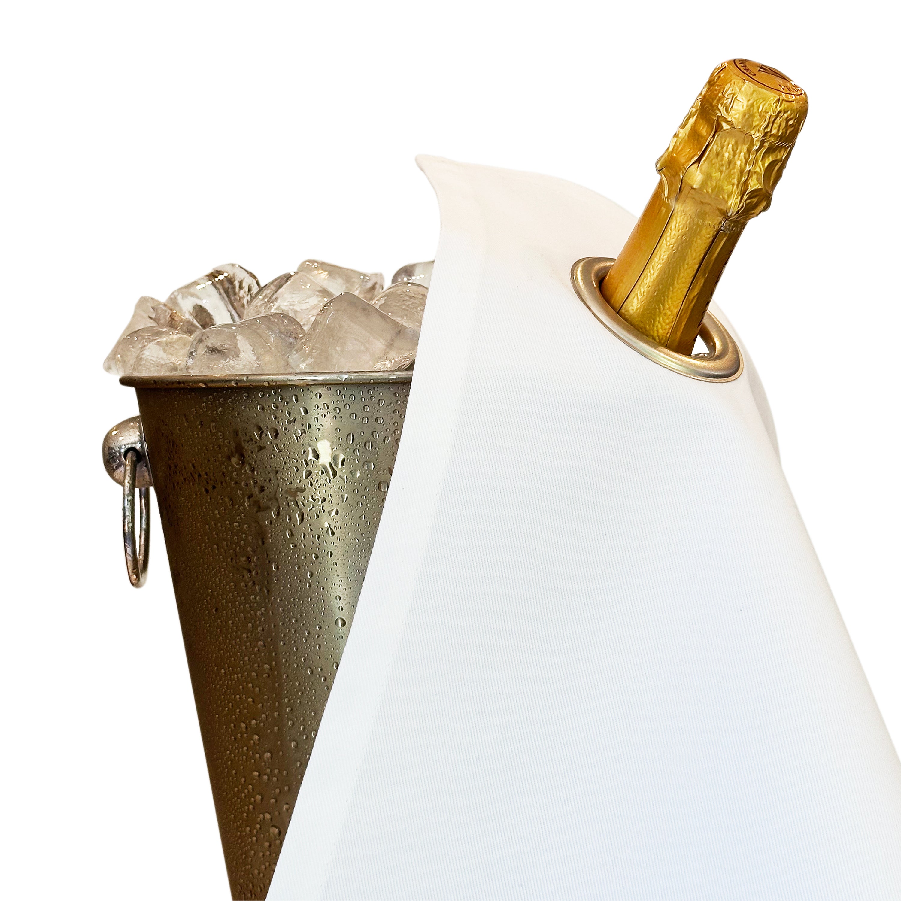 Classic BottleCloth · White with Silver Metal Ring, Cotton, 42 cm, Corner Hole