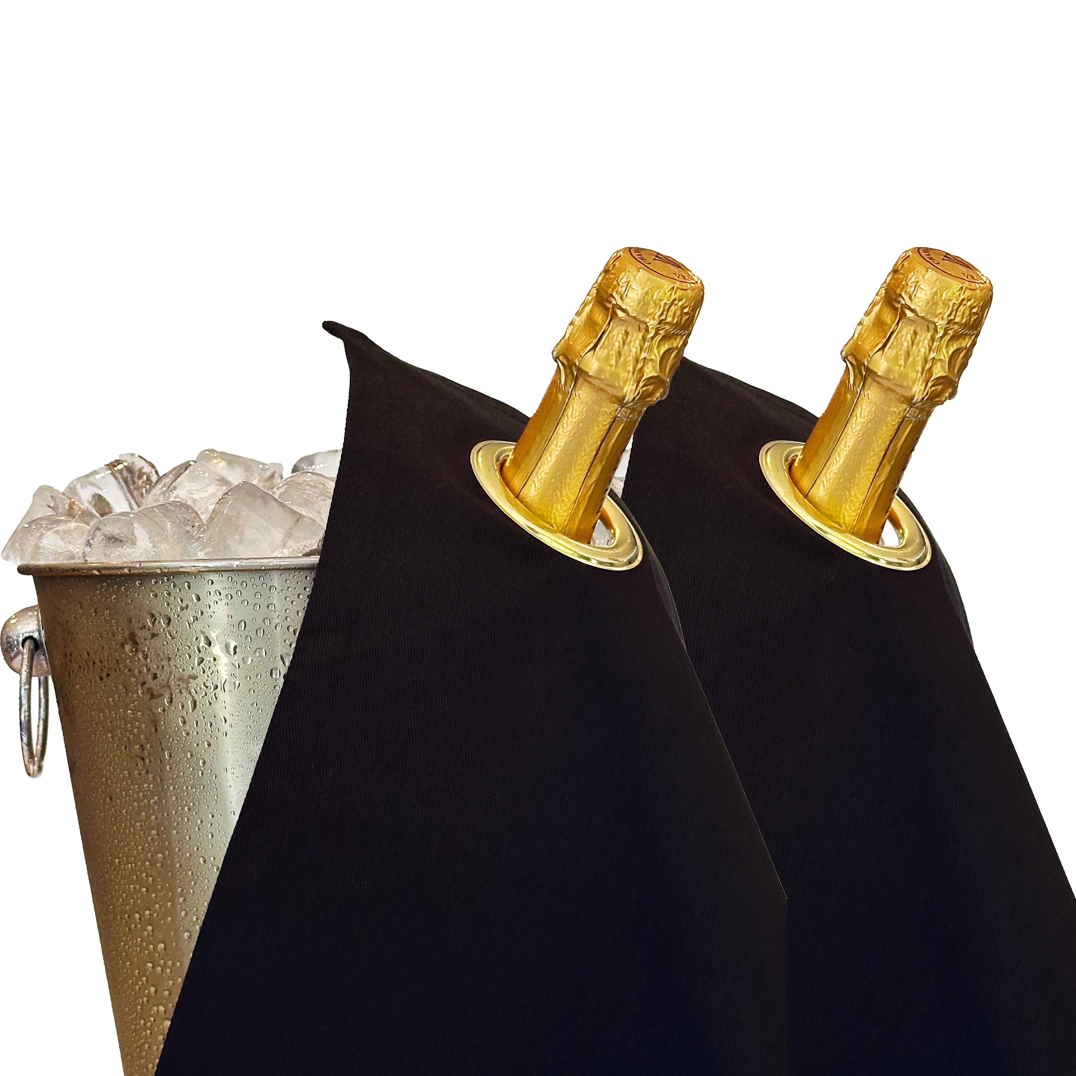 Classic BottleCloth · Black with Gold Metal Ring, Cotton, 42 cm, Corner Hole