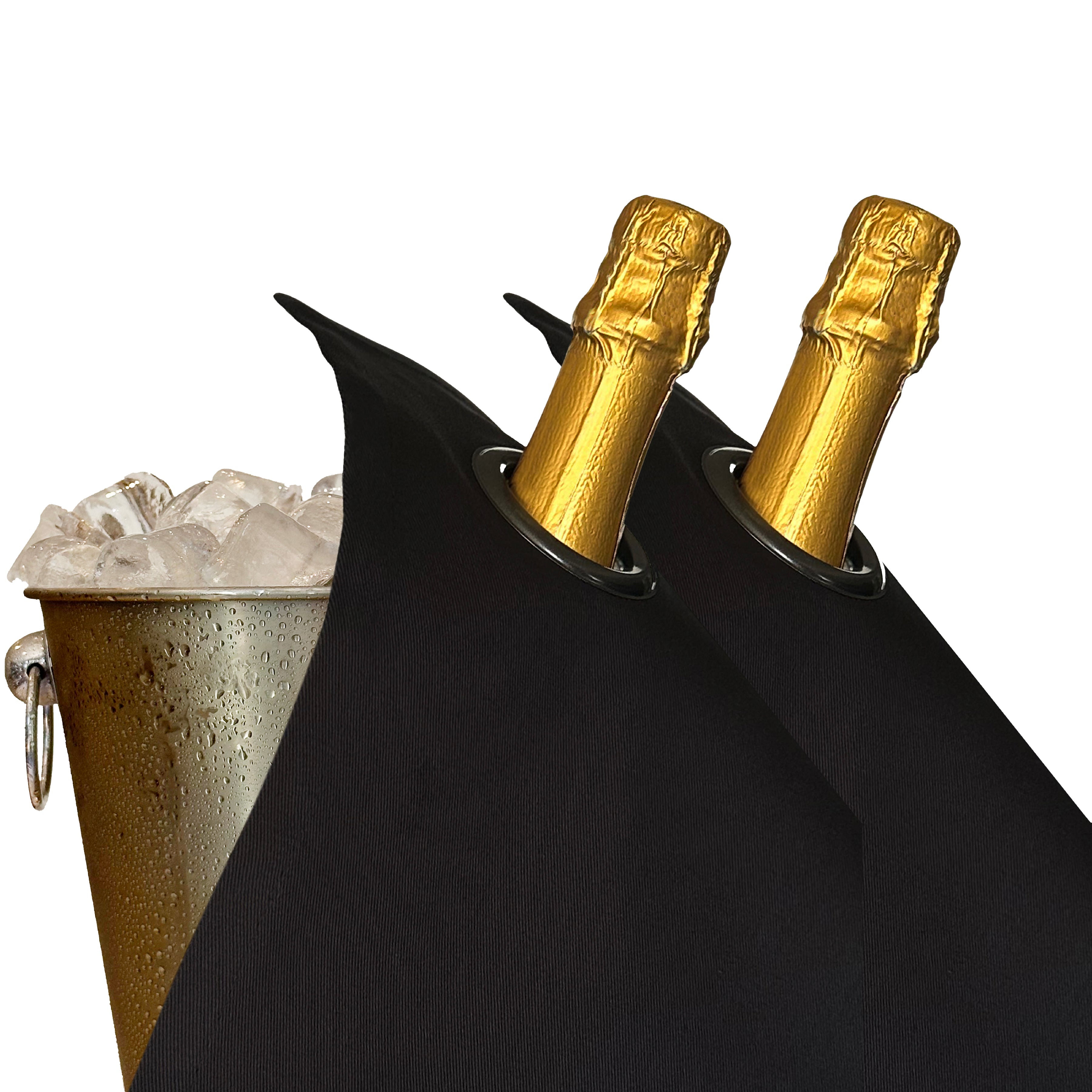 Classic BottleCloth · Black with Charcoal Metal Ring, Cotton, 42 cm, Corner Hole