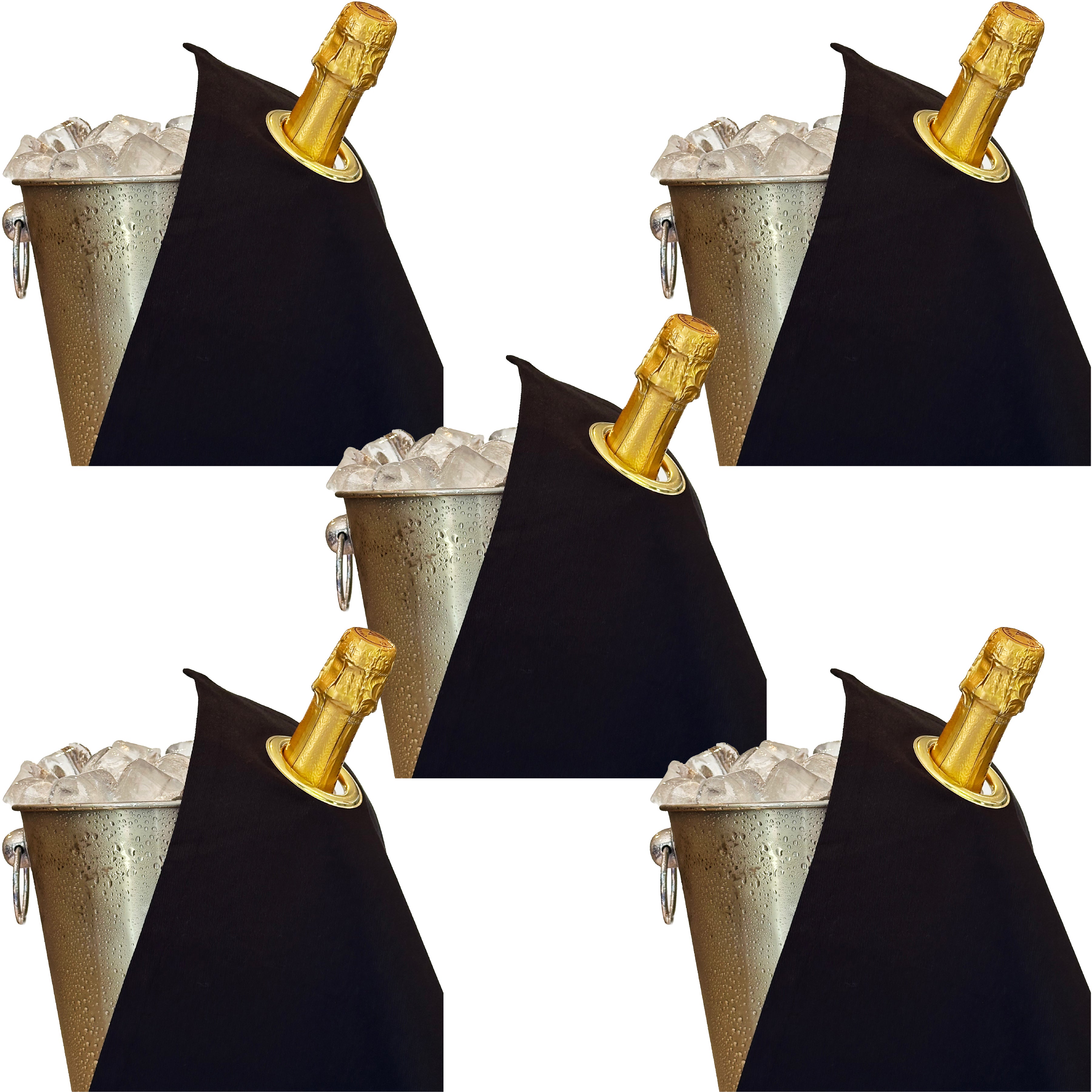 Classic BottleCloth · Black with Gold Metal Ring, Cotton, 42 cm, Corner Hole