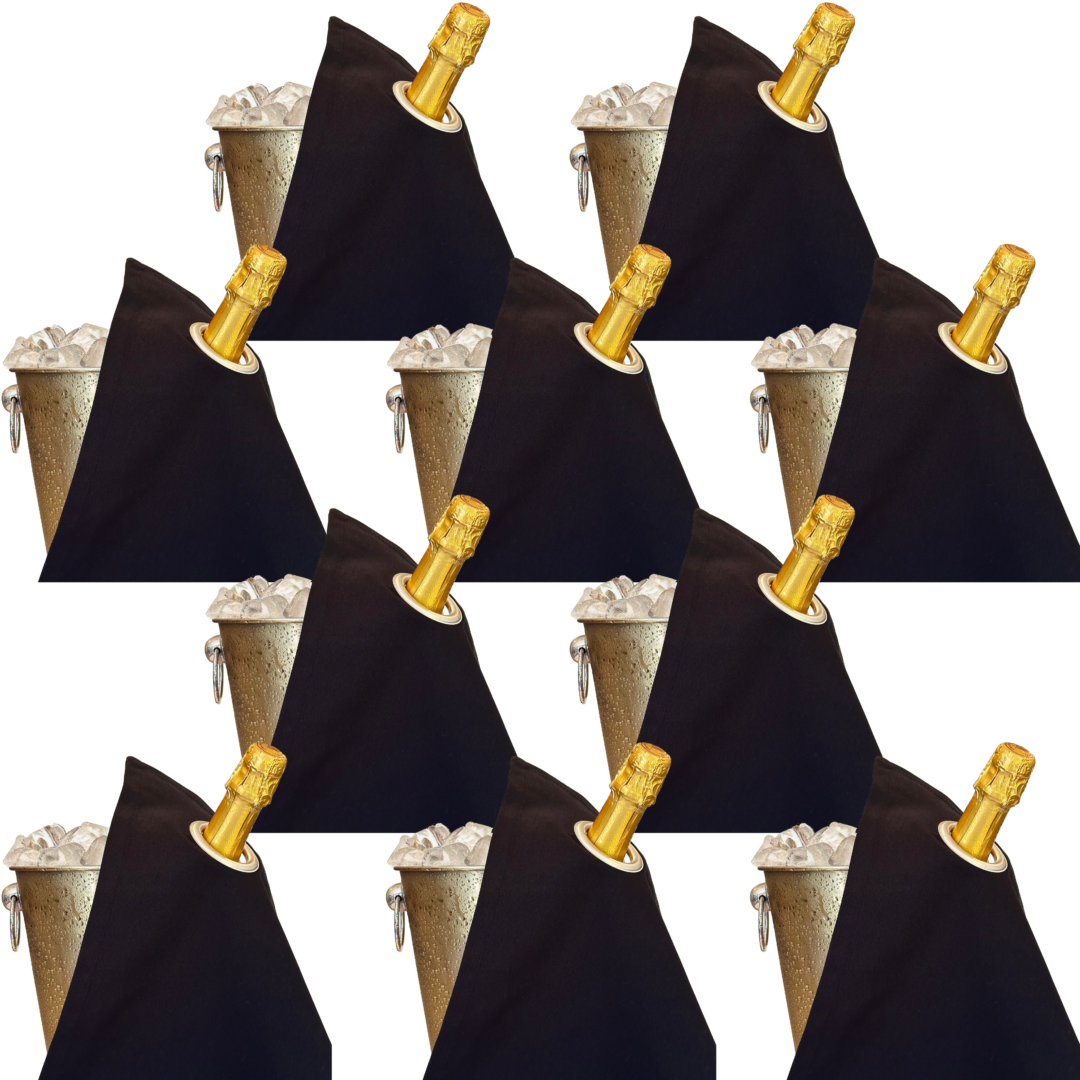 Classic BottleCloth · Black with Silver Metal Ring, Cotton, 42 cm, Corner Hole