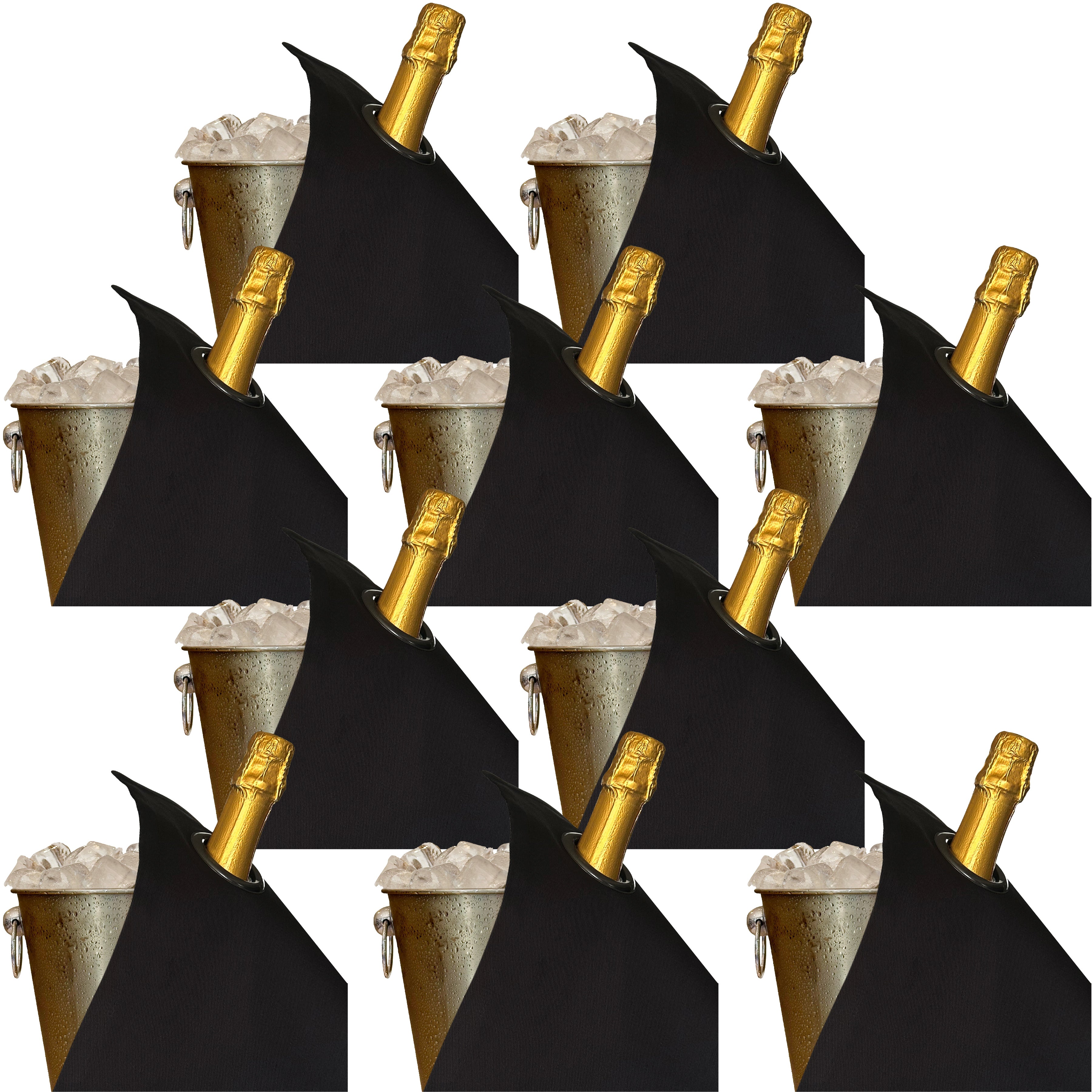 Klassiska flaskor · Svart med kolmetallring, bomull, 42 cm, hörnhål · Pack med 10