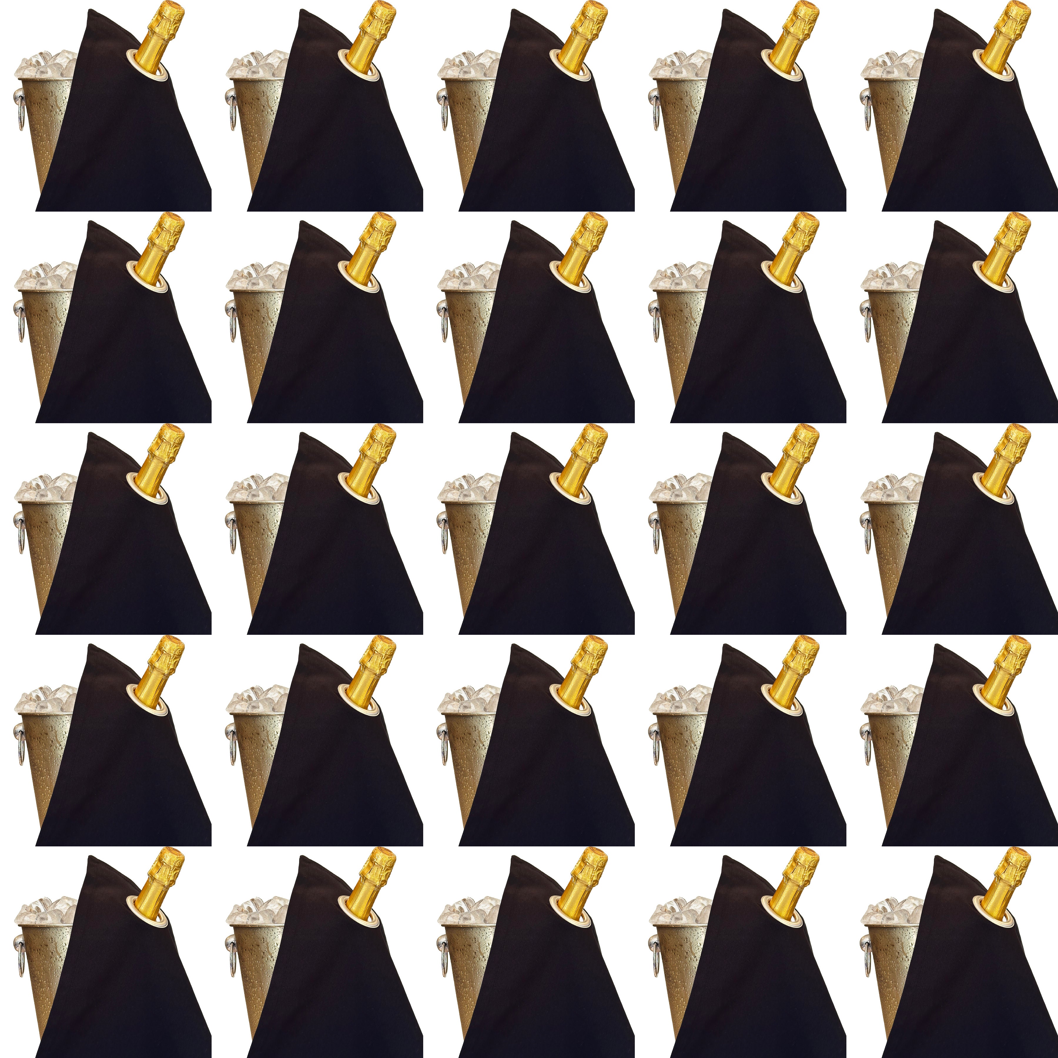 Classic BottleCloth · Black with Silver Metal Ring, Cotton, 42 cm, Corner Hole