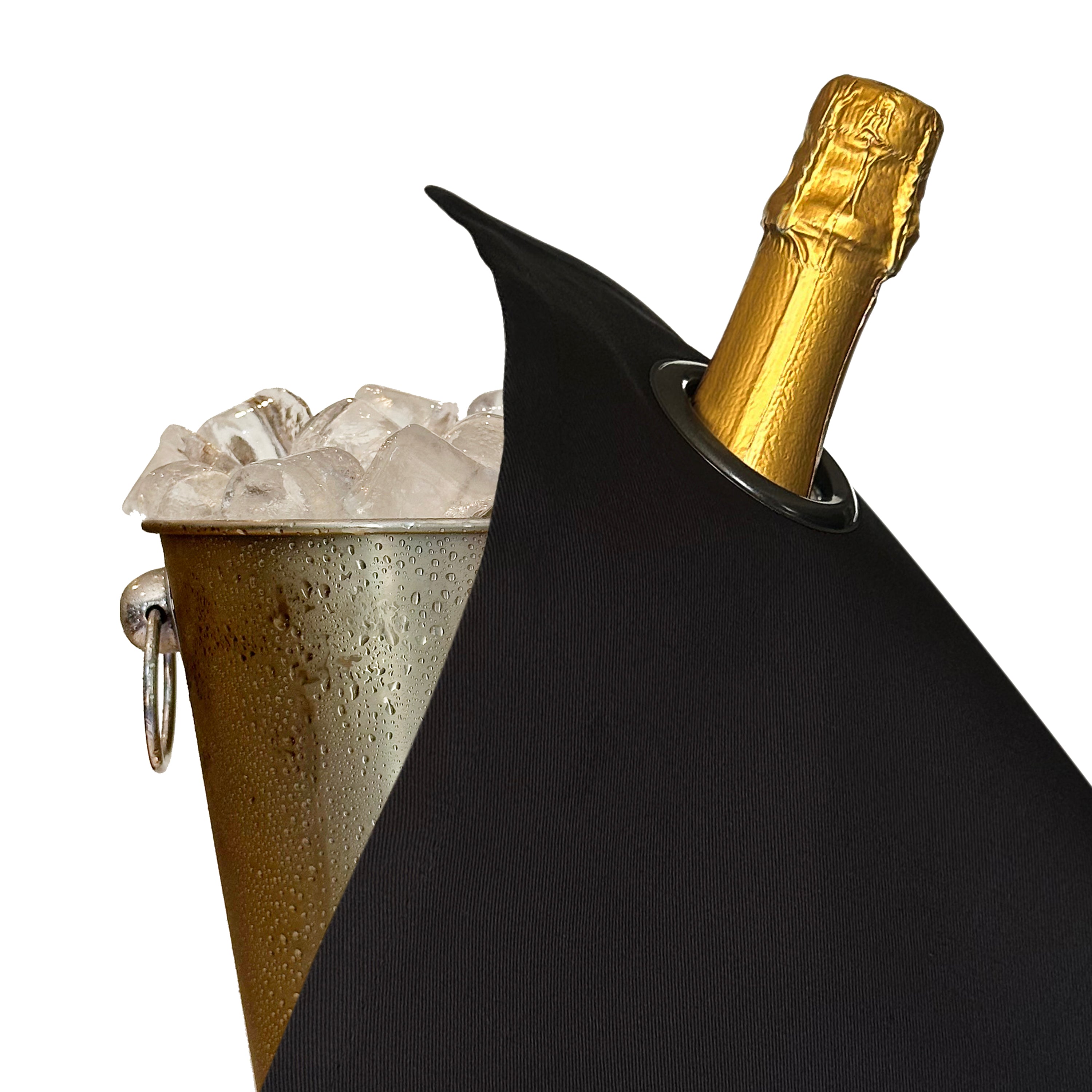 Classic BottleCloth · Black with Charcoal Metal Ring, Cotton, 42 cm, Corner Hole