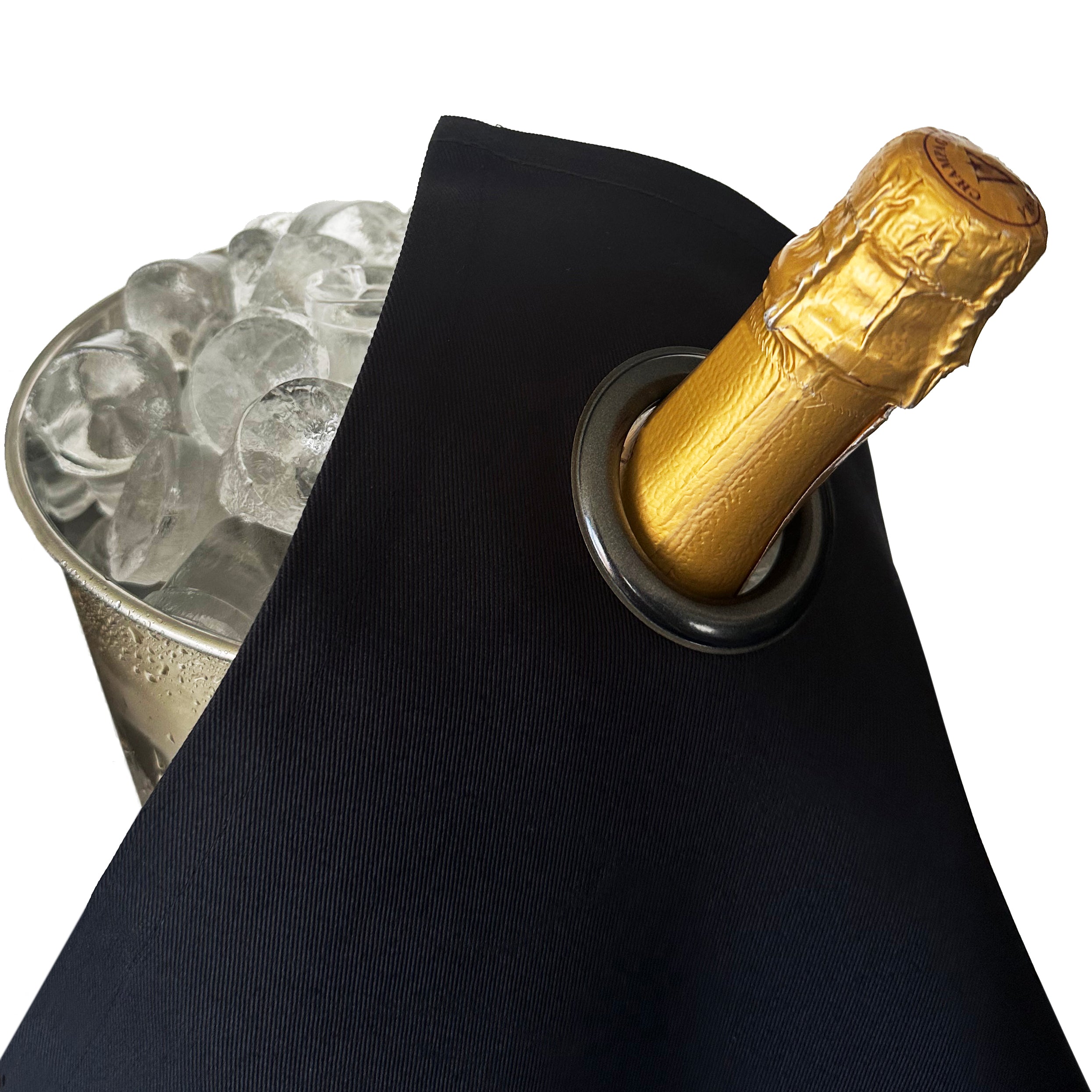 Klassiska flaskor · Svart med kolmetallring, bomull, 42 cm, hörnhål · Pack med 25