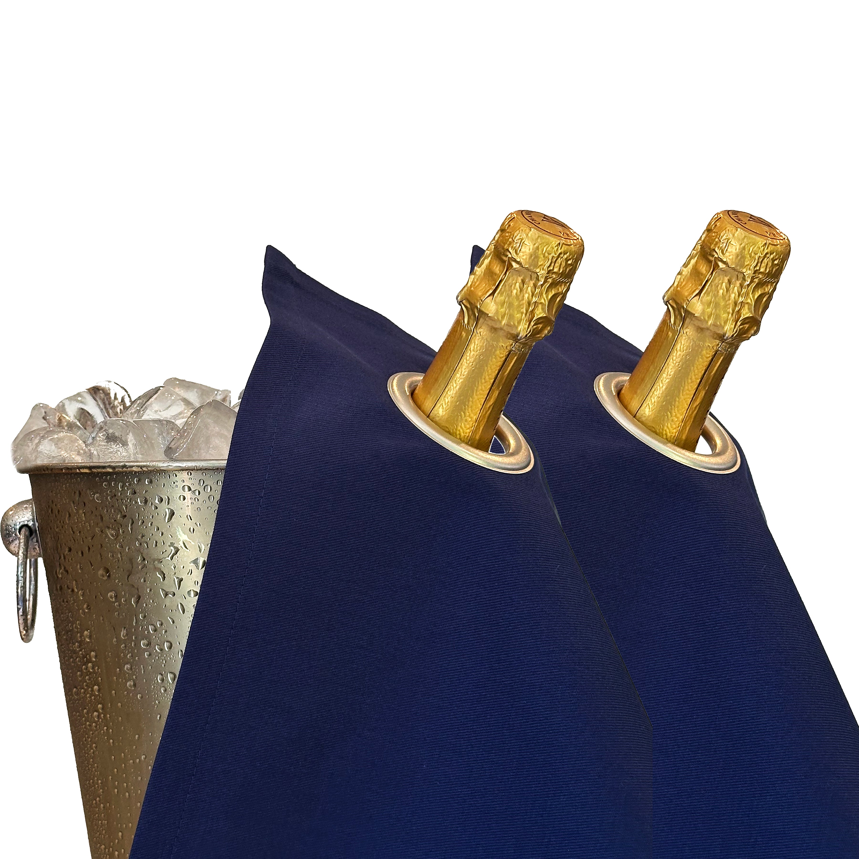 Klassiska flaskor · Royal Blue med silvermetallring, bomull, 42 cm, hörnhål · Pack med 2