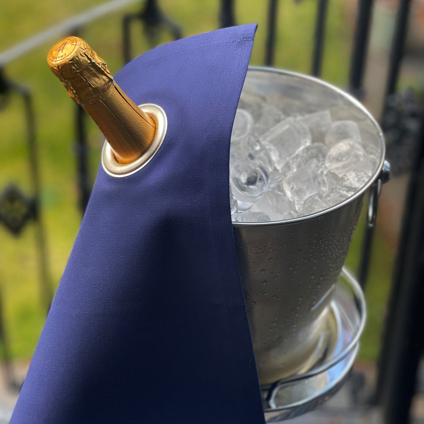 Classic BottleCloth - Royal Blue with Silver Metal Ring, Cotton, 42 cm, Corner Hole